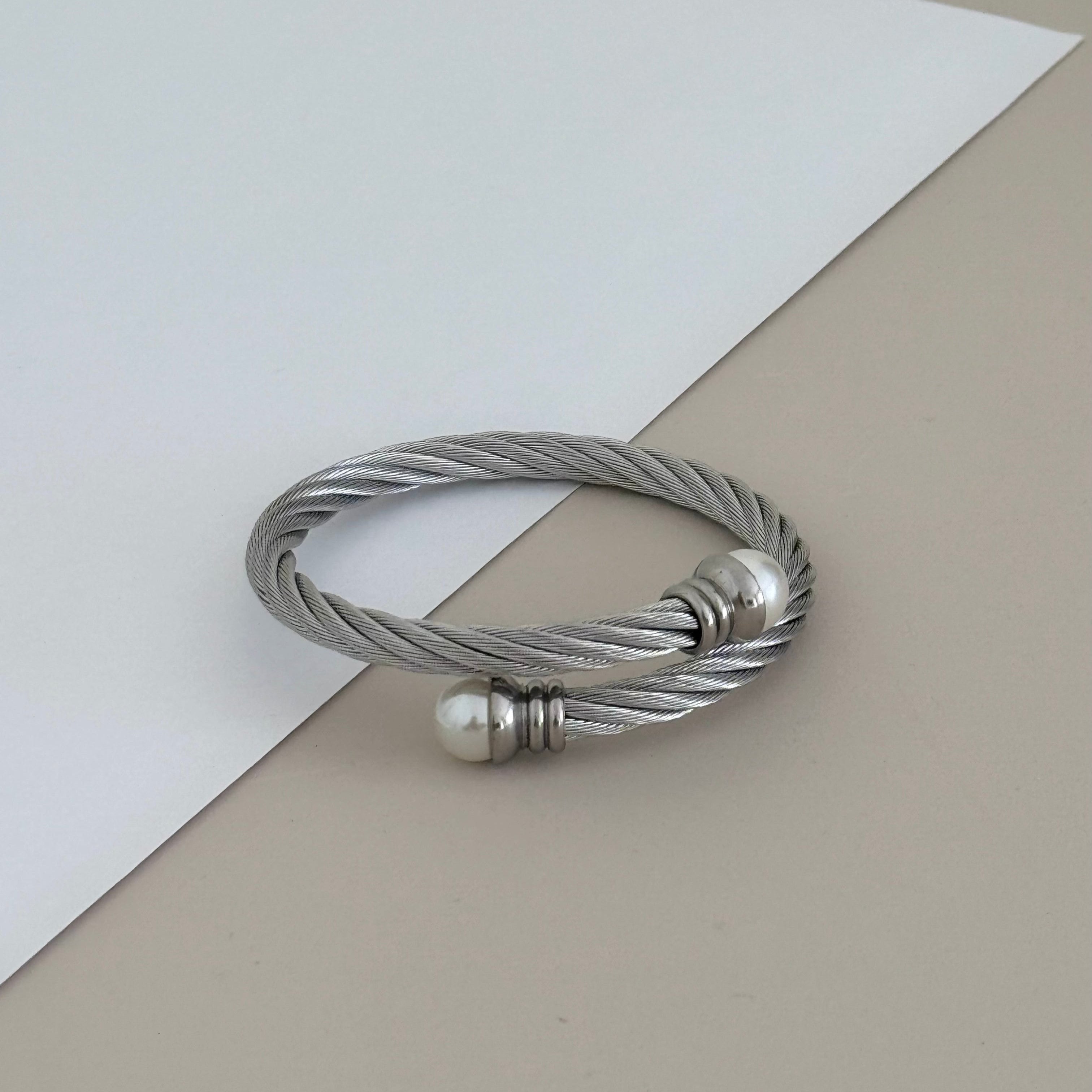 Silver Pearl Bangle