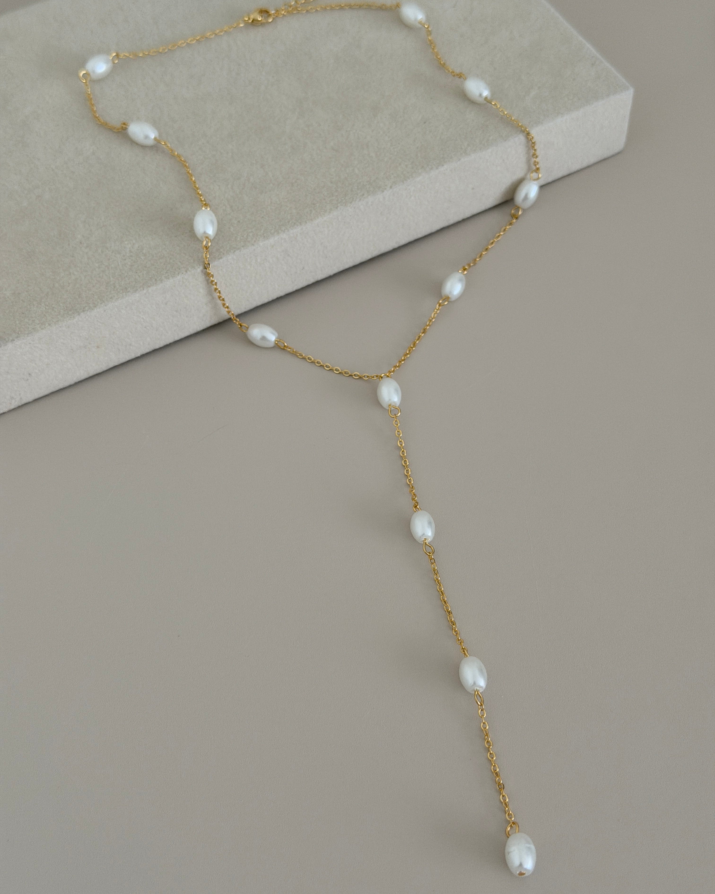 Elegant Pearl Y-Drop Necklace