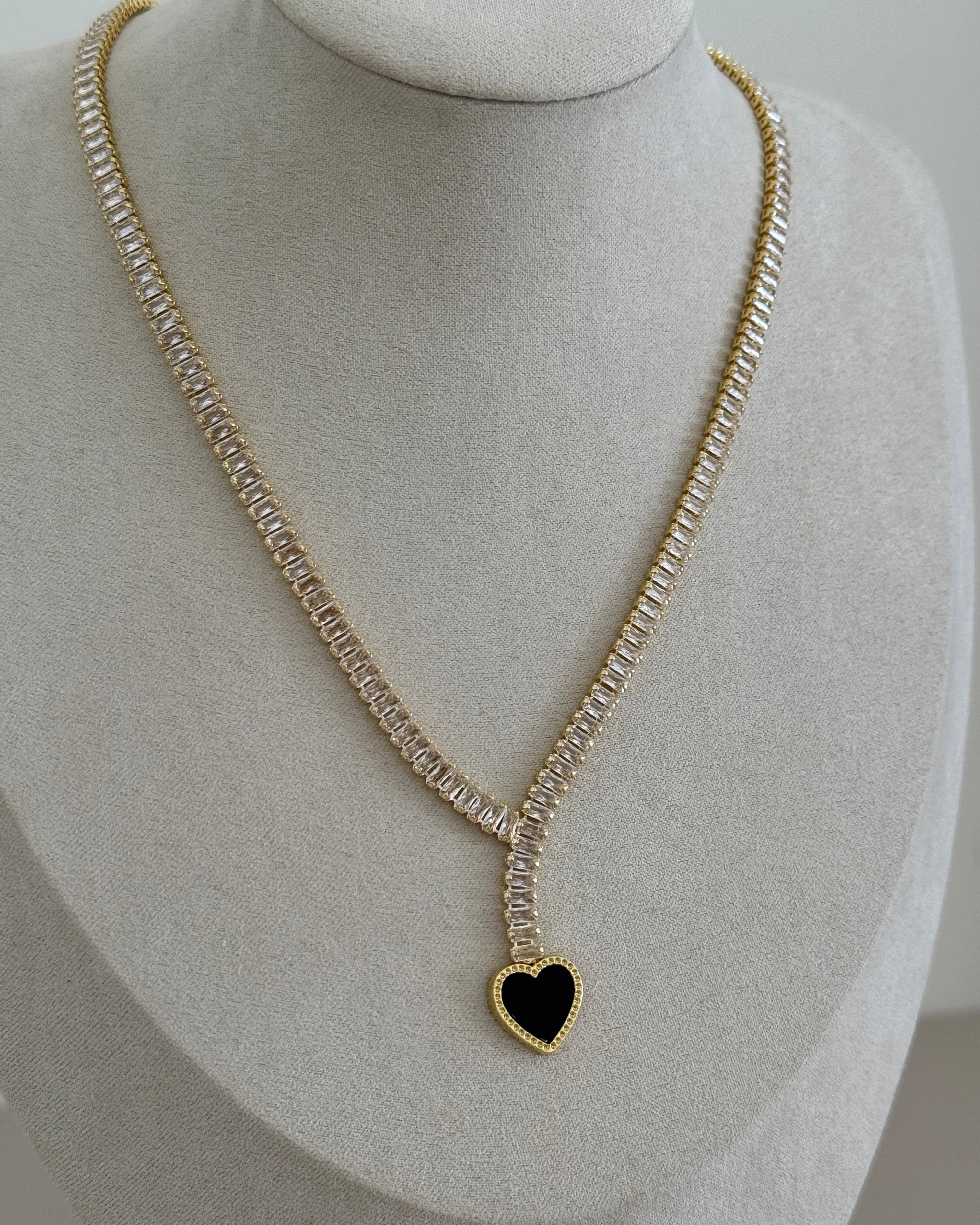 Black Heart Tennis Necklace