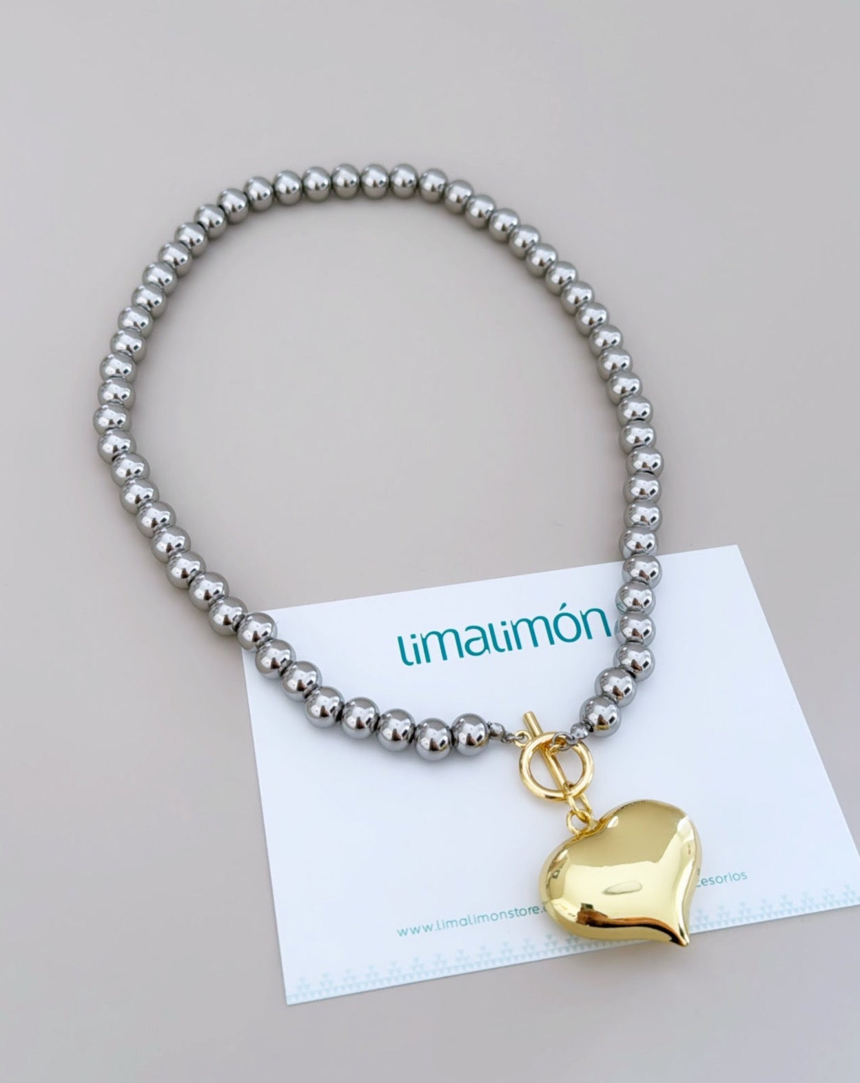 Gold Heart and Silver Necklace