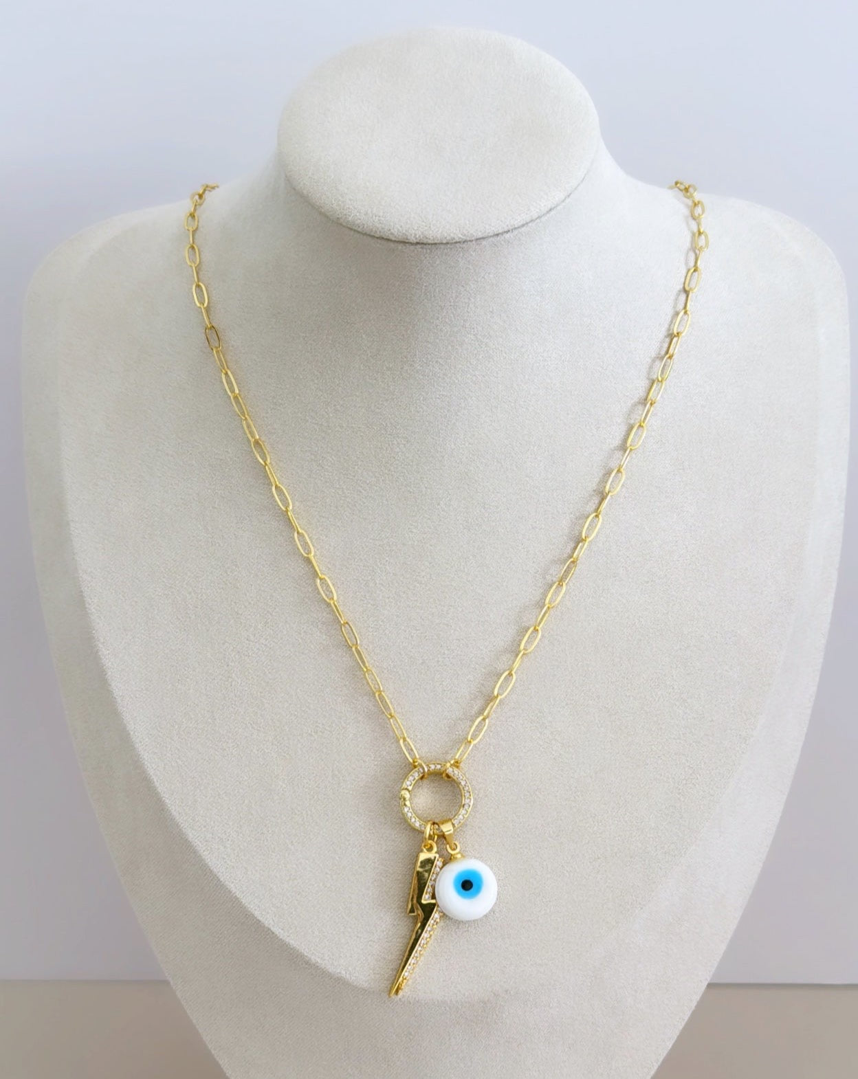 Lighting and Evil eye Necklace