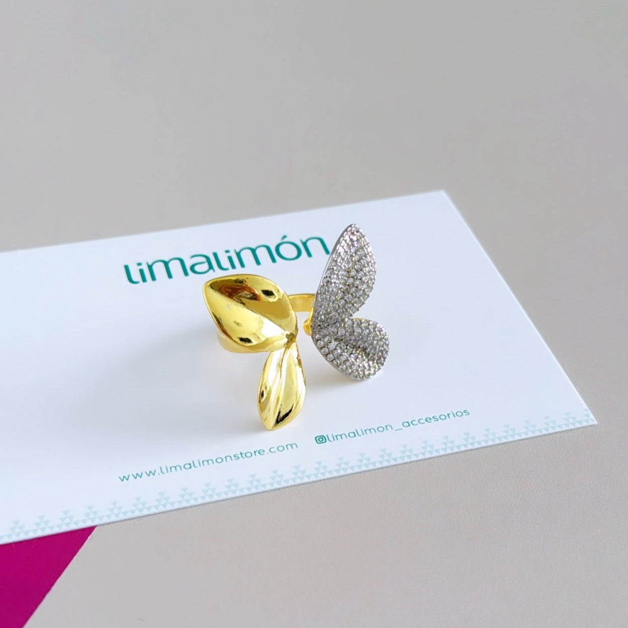 Two Tone Butterfly Ring