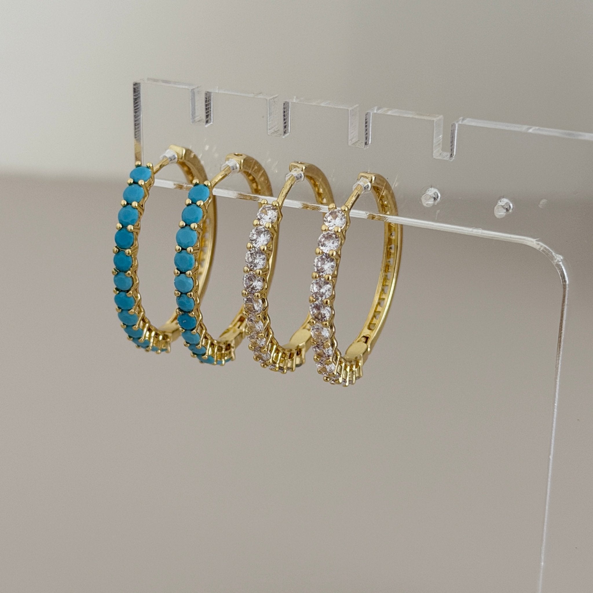 Aria Pavé Hoop Earrings - Earring | LimaLimón Store - 6