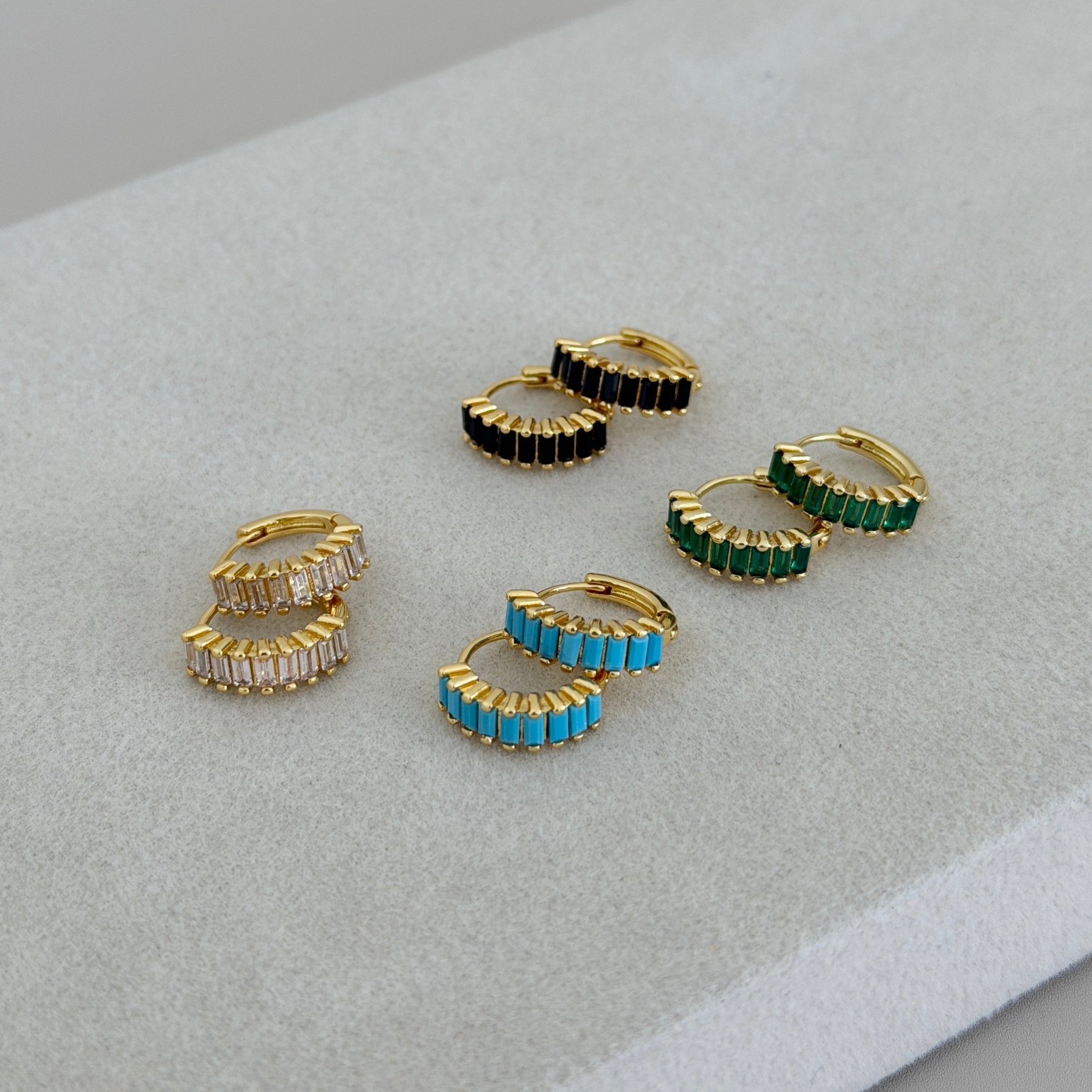 Baguette Crystal Hoop Earrings - Earring | LimaLimón Store - 1