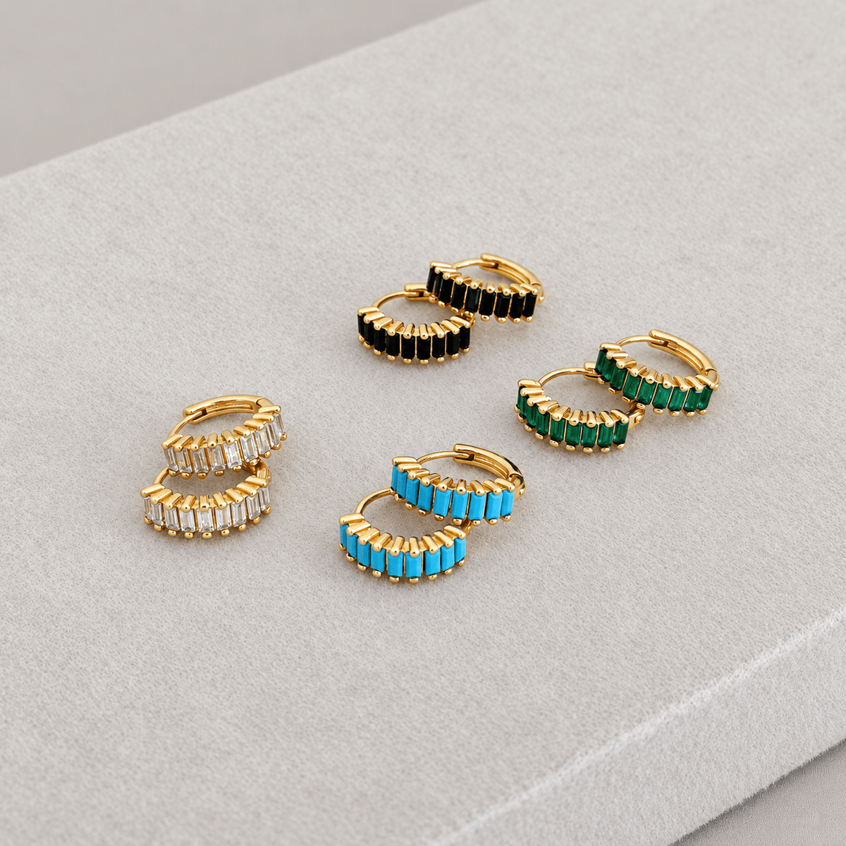Baguette Crystal Hoop Earrings - Earring | LimaLimón Store - 1