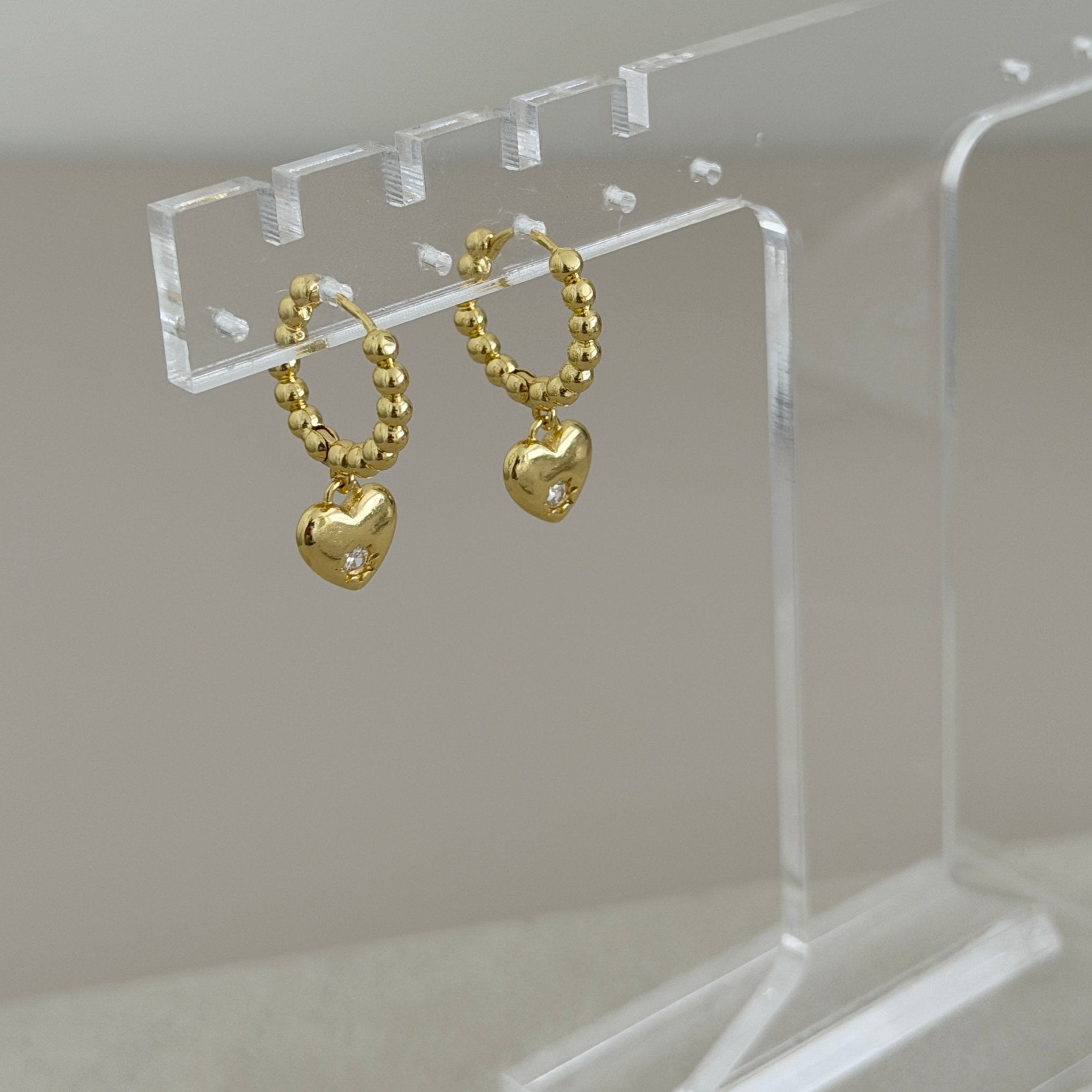 Beaded Heart Hoop Earrings - Earring | LimaLimón Store - 3