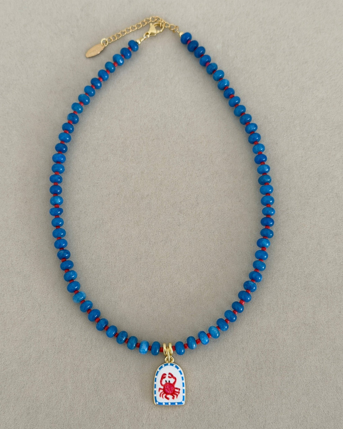 Blue Crab Charm Beaded Necklace - Necklaces | LimaLimón Store - 6