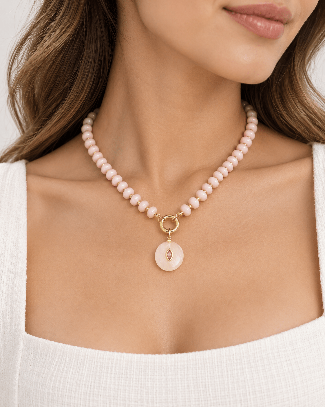 Blush Charm Beaded Necklace - Necklace | LimaLimón Store - 2
