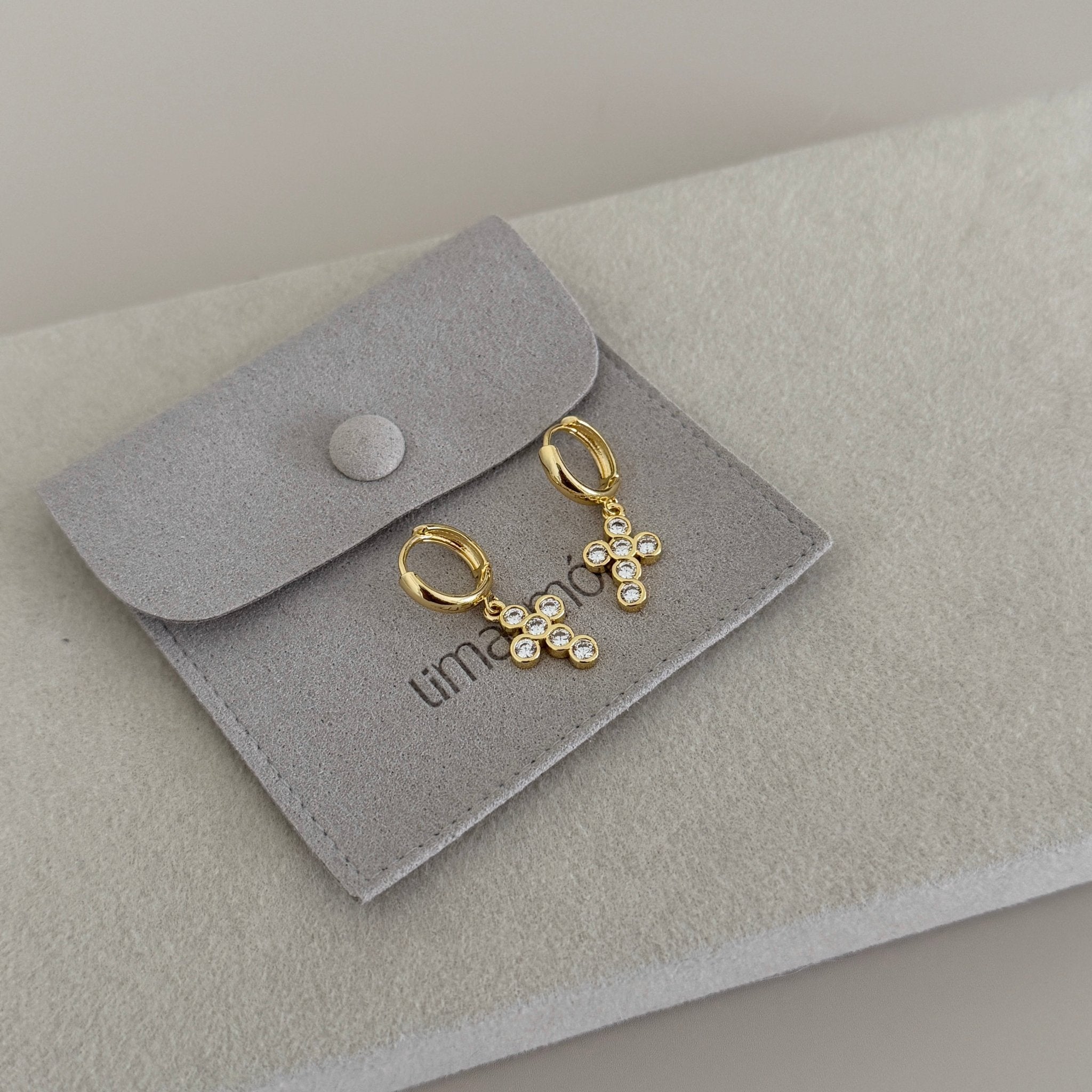 Celeste Cross Huggie Earrings - Earring | LimaLimón Store - 2