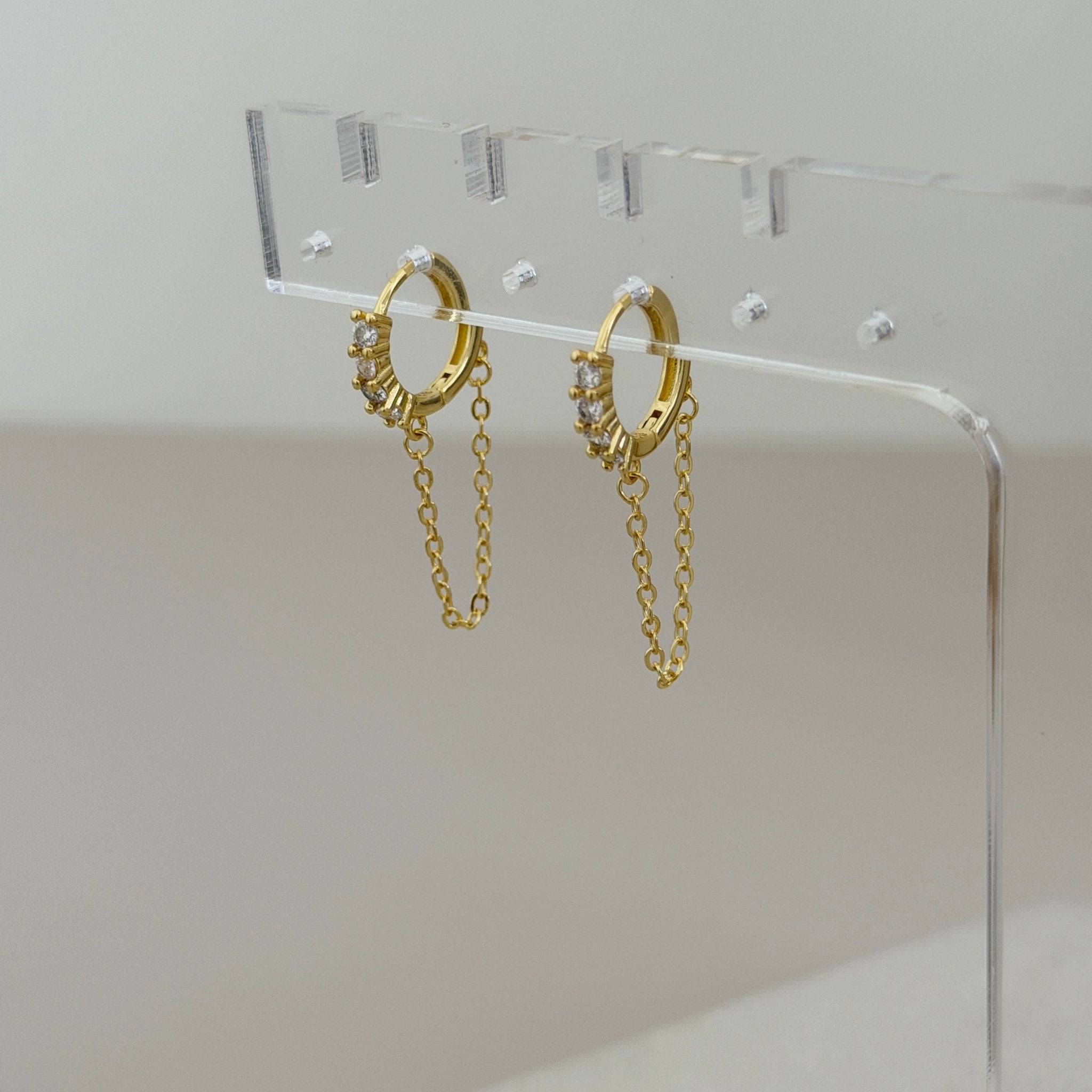 Chain Drop Hoop Earrings - Earring | LimaLimón Store - 2