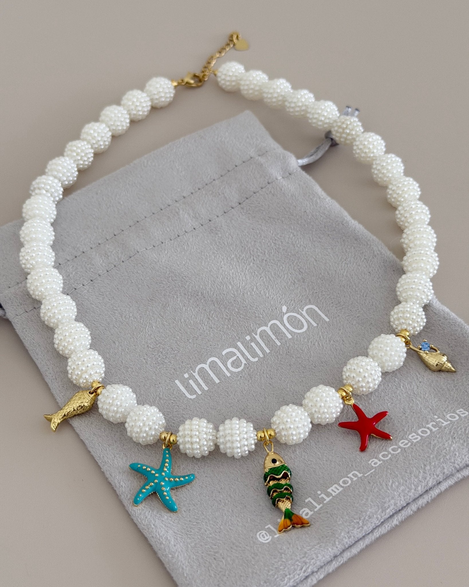 Coastal Charm Pearl Beaded Necklace - Necklaces | LimaLimón Store - 1