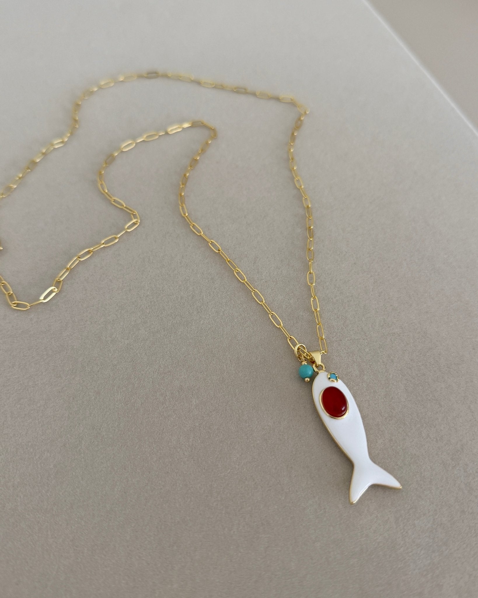 Coastal Fish Charm Long Necklace - Necklaces | LimaLimón Store - 1