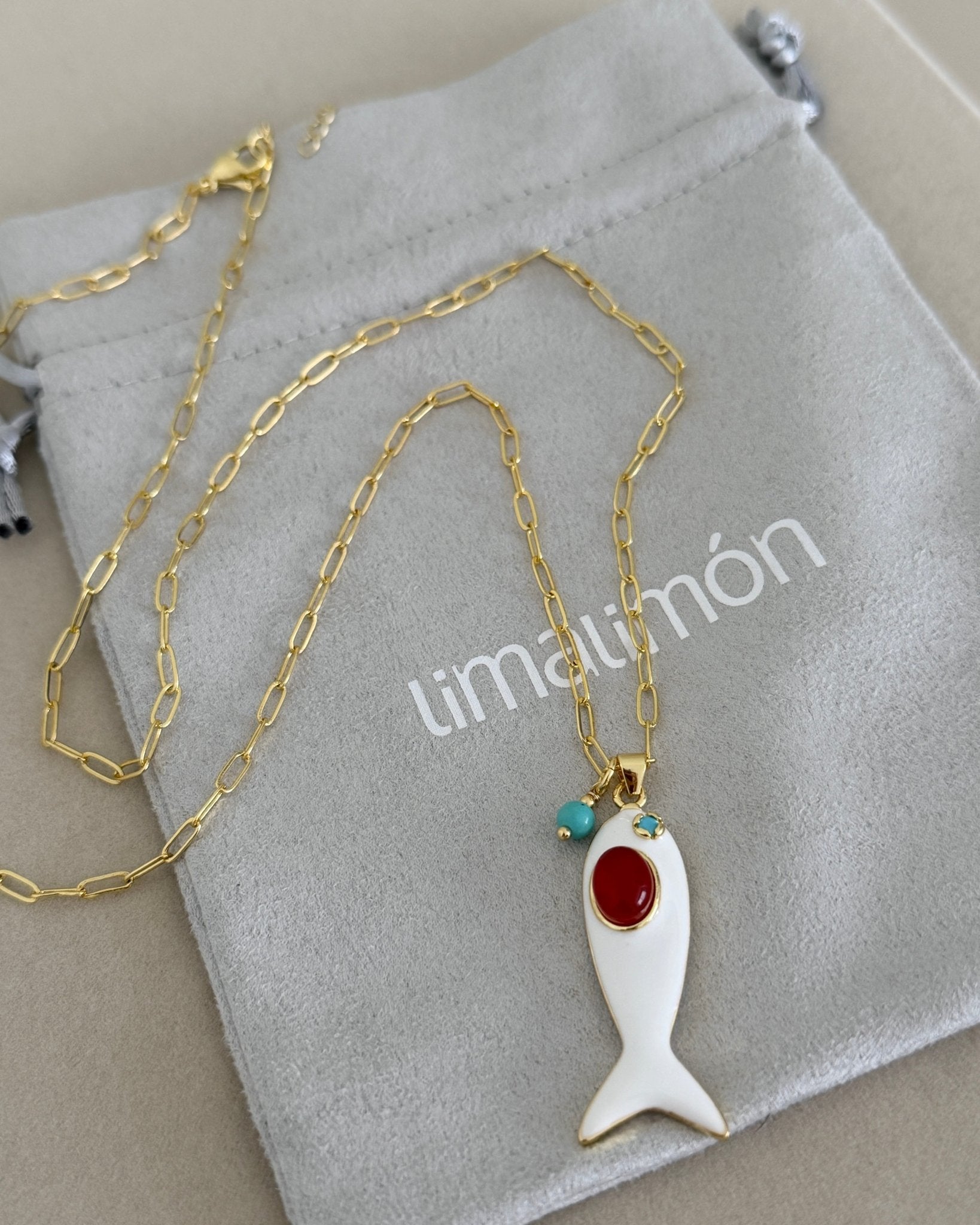 Coastal Fish Charm Long Necklace - Necklaces | LimaLimón Store - 2