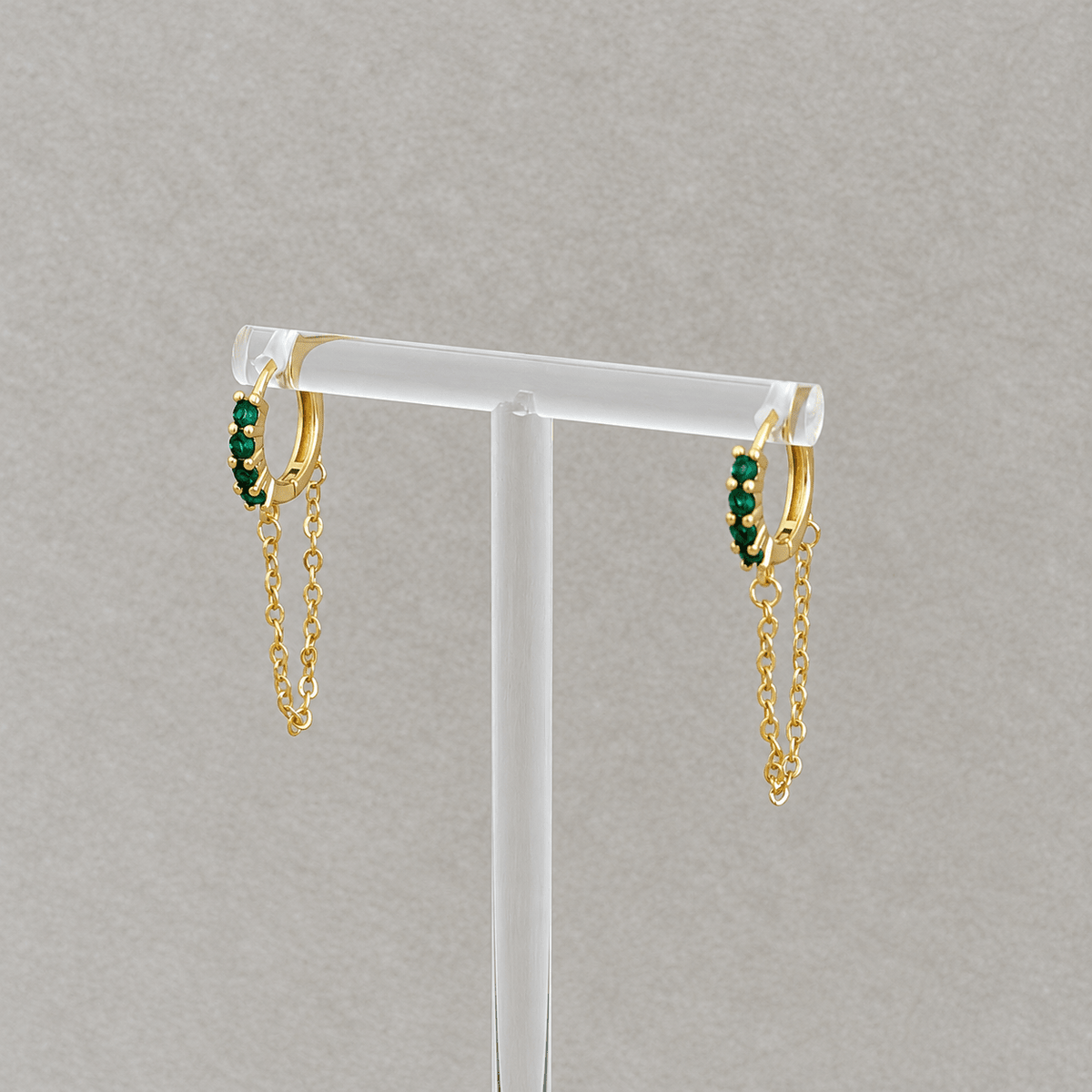 Color Sparkle Chain Huggie Earrings - Earring | LimaLimón Store - 3