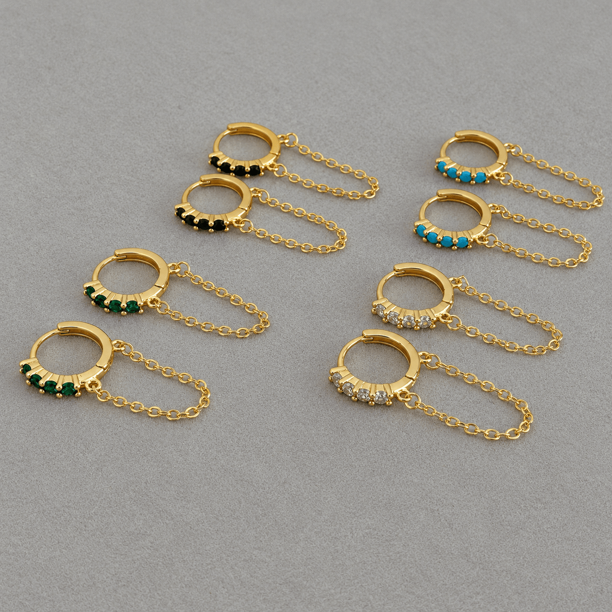 Color Sparkle Chain Huggie Earrings - Earring | LimaLimón Store - 1