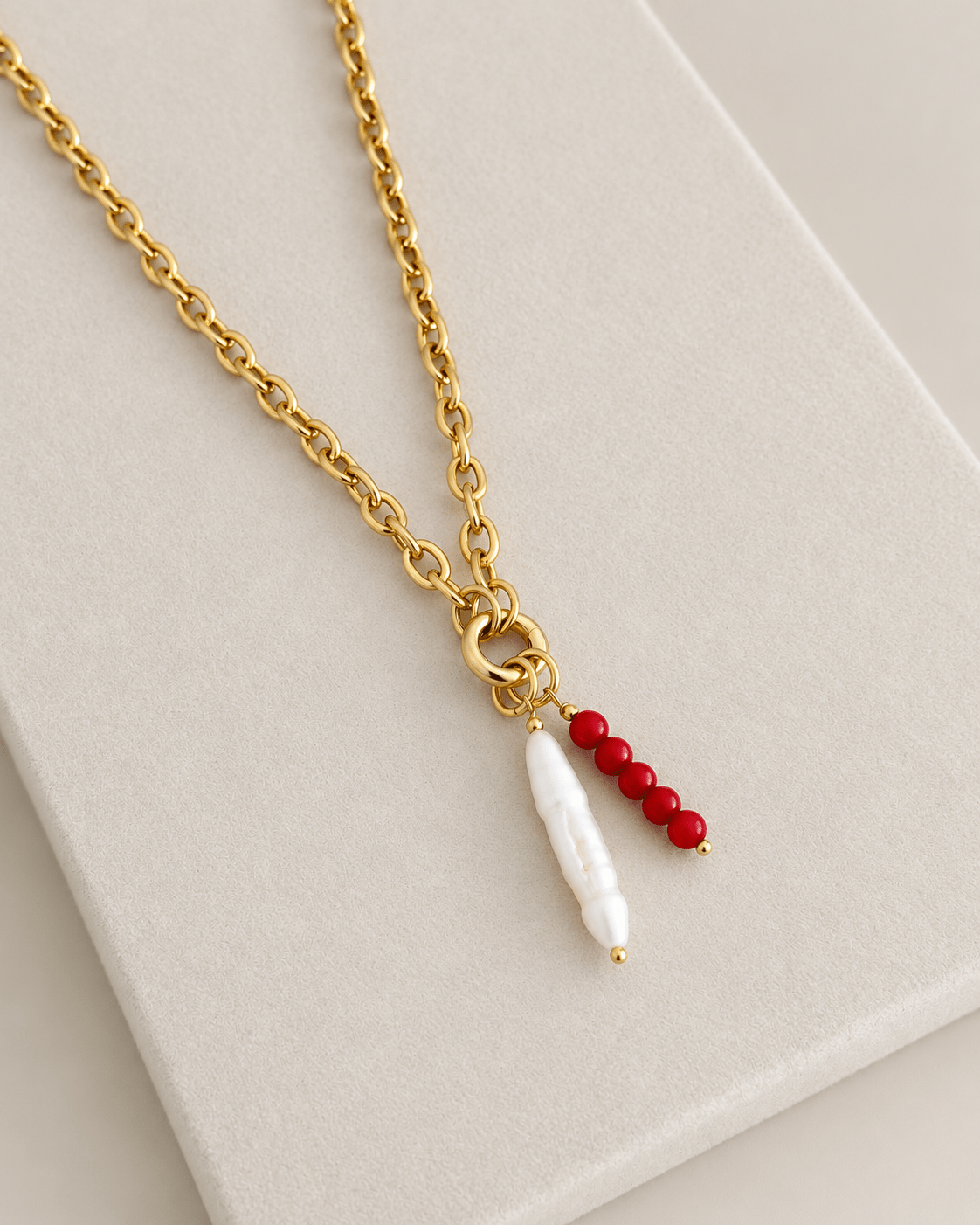 Coral Drop Pendant Necklace - Necklace | LimaLimón Store - 4