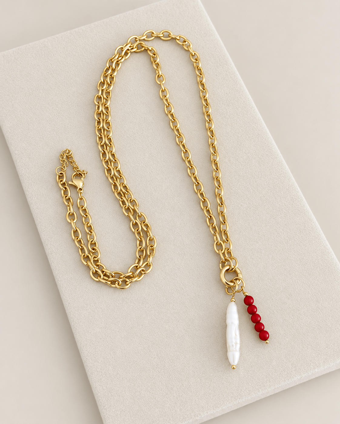 Coral Drop Pendant Necklace - Necklace | LimaLimón Store - 3