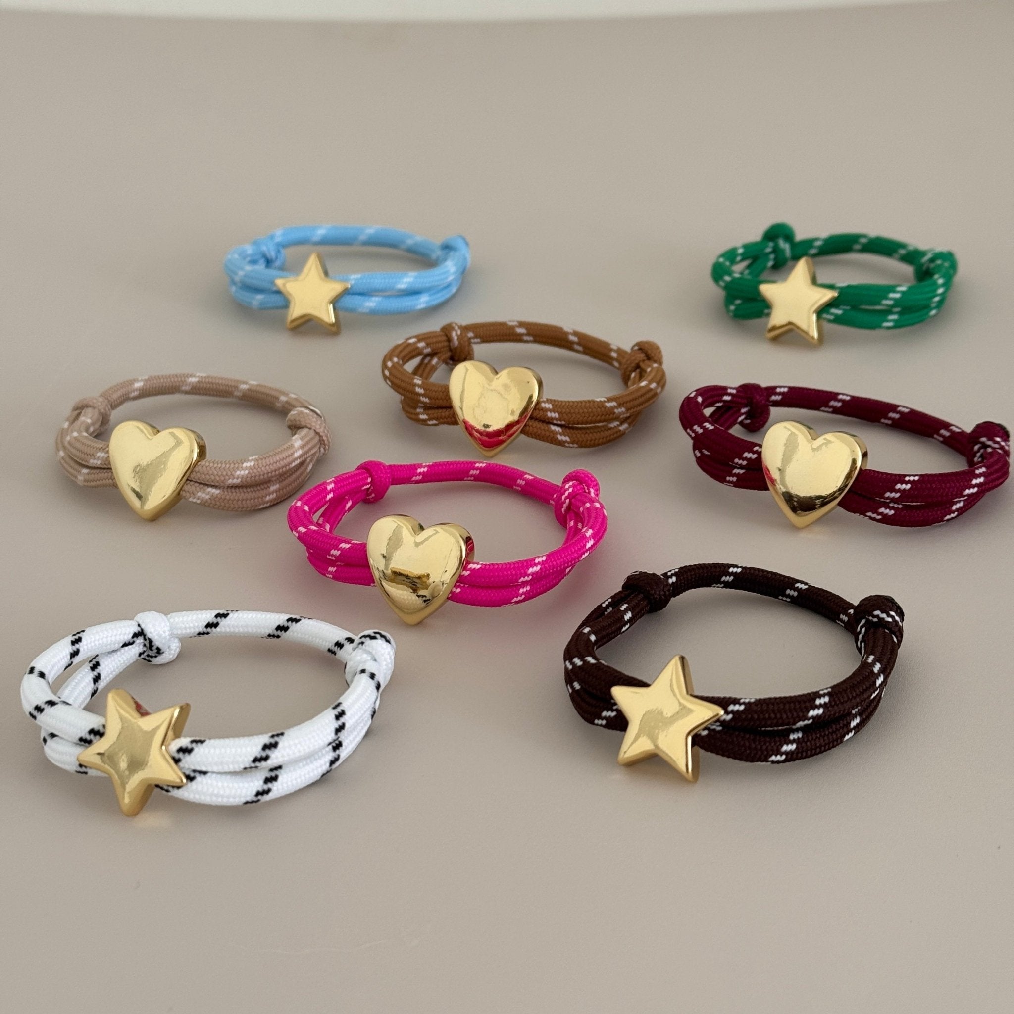 Cord Bracelet with Gold - Plated Heart or Star Charm - Bracelet | LimaLimón Store - 1