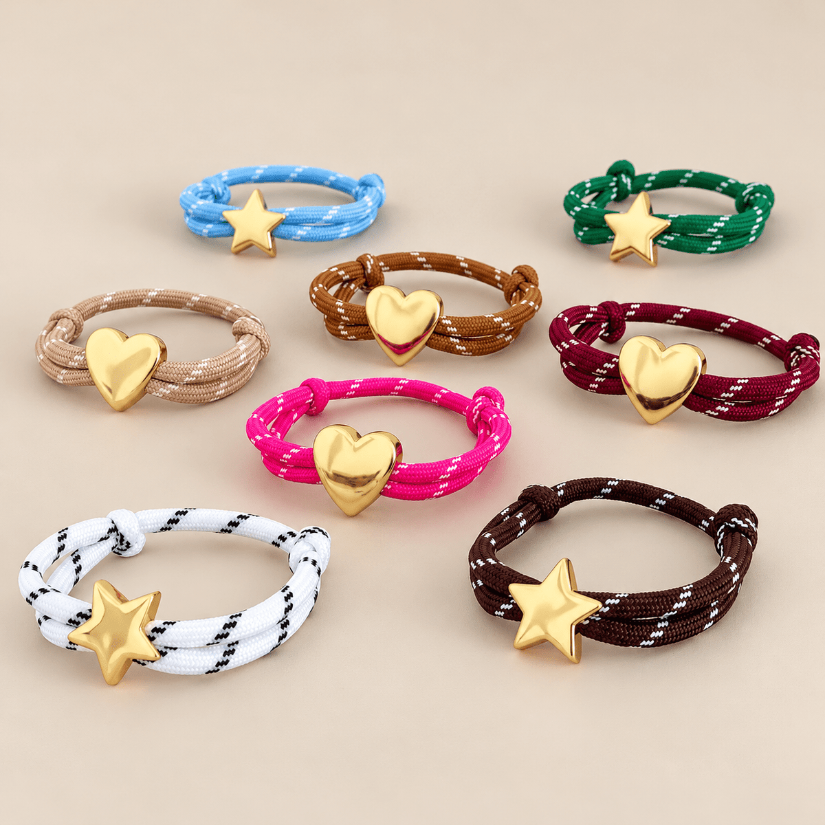 Cord Bracelet with Gold-Plated Heart or Star Charm - Bracelet | LimaLimón Store - 1