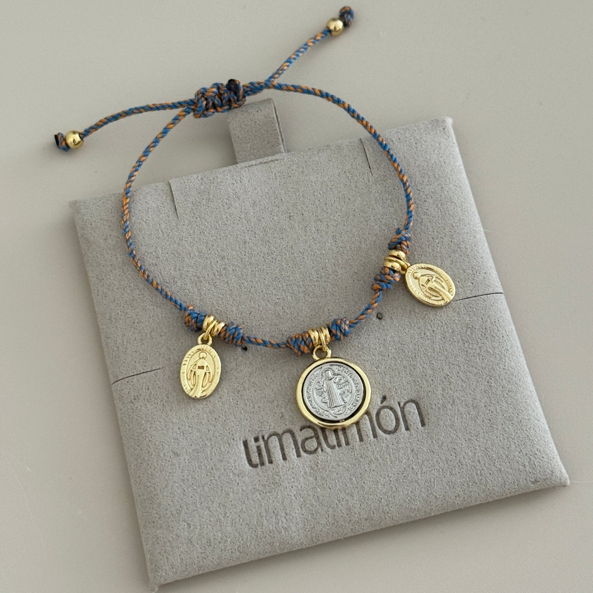 Cord Bracelet with Saint Benedict and Miraculous Medals - Bracelets | LimaLimón Store - 2
