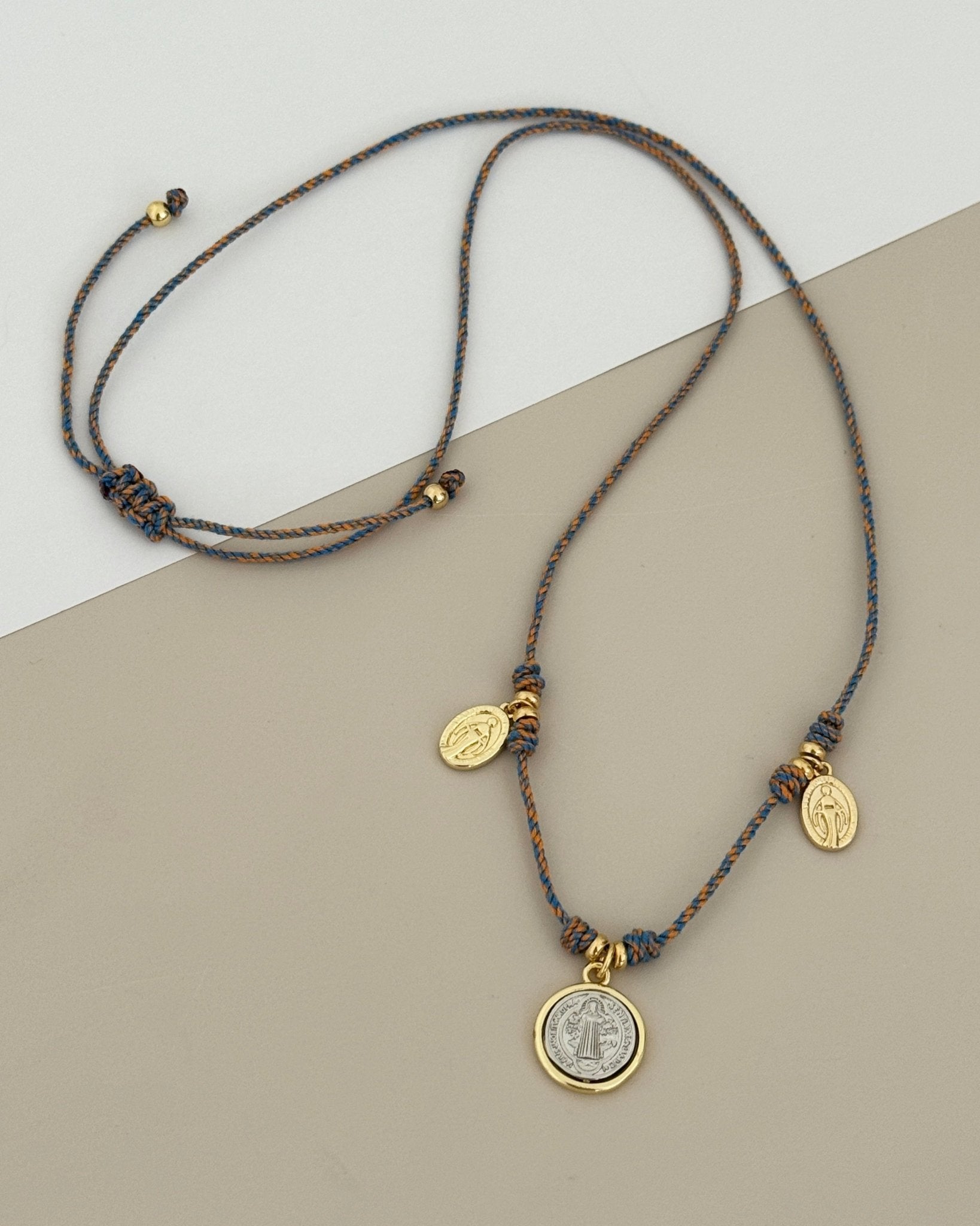 Cord Necklace with Saint Benedict - Necklace | LimaLimón Store - 1