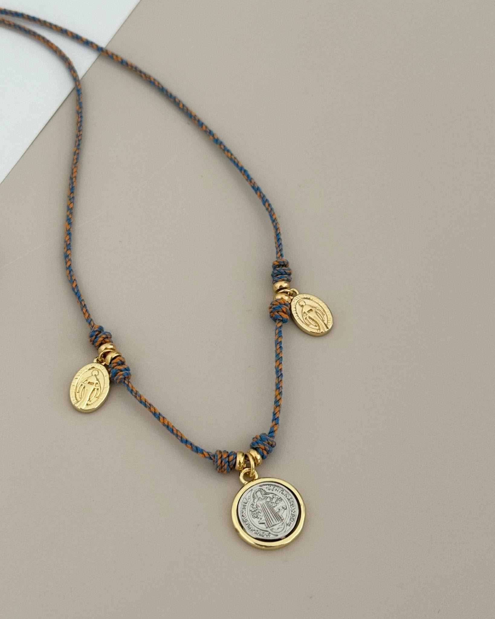 Cord Necklace with Saint Benedict - Necklace | LimaLimón Store - 5