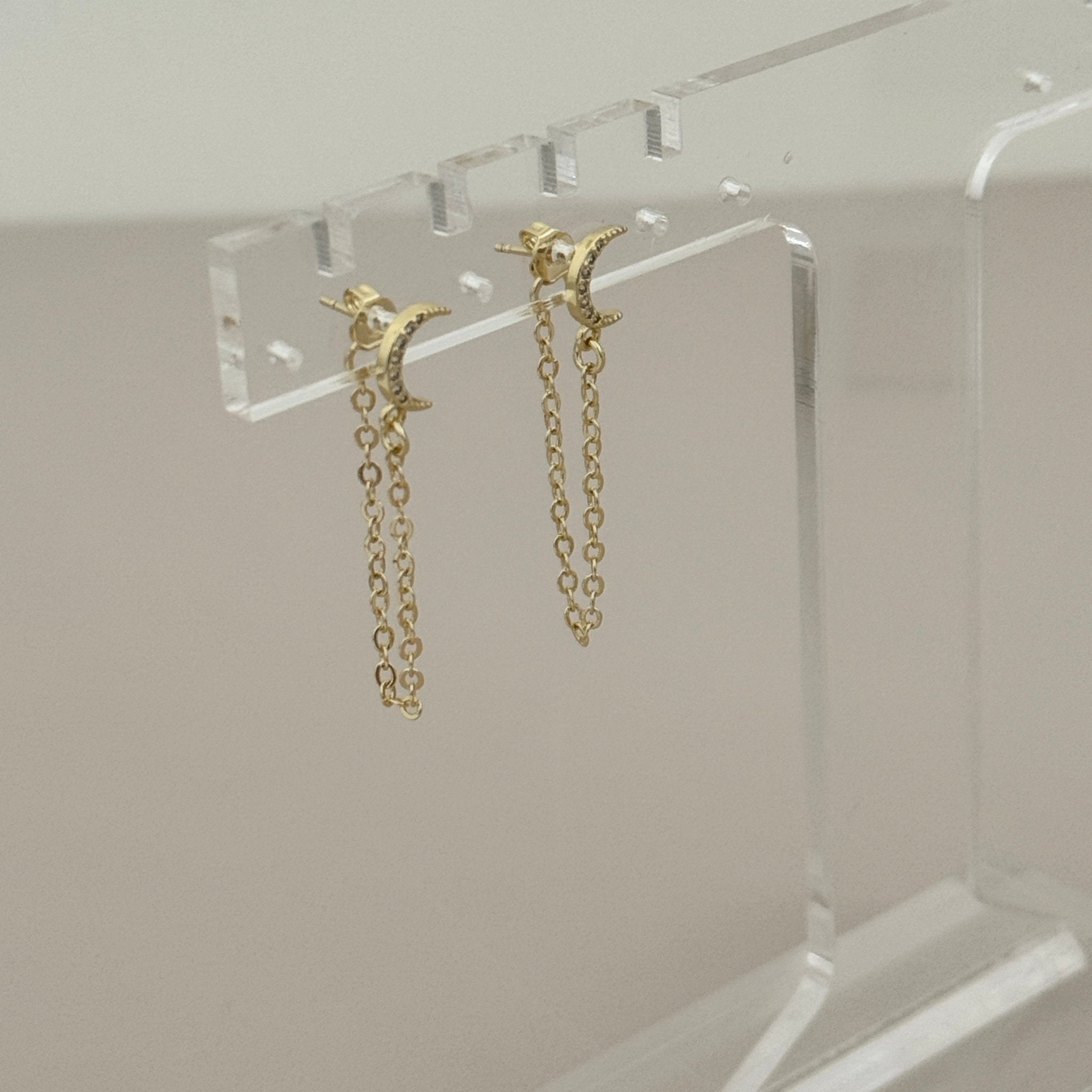 Crescent Drop Chain Earrings - Earring | LimaLimón Store - 2
