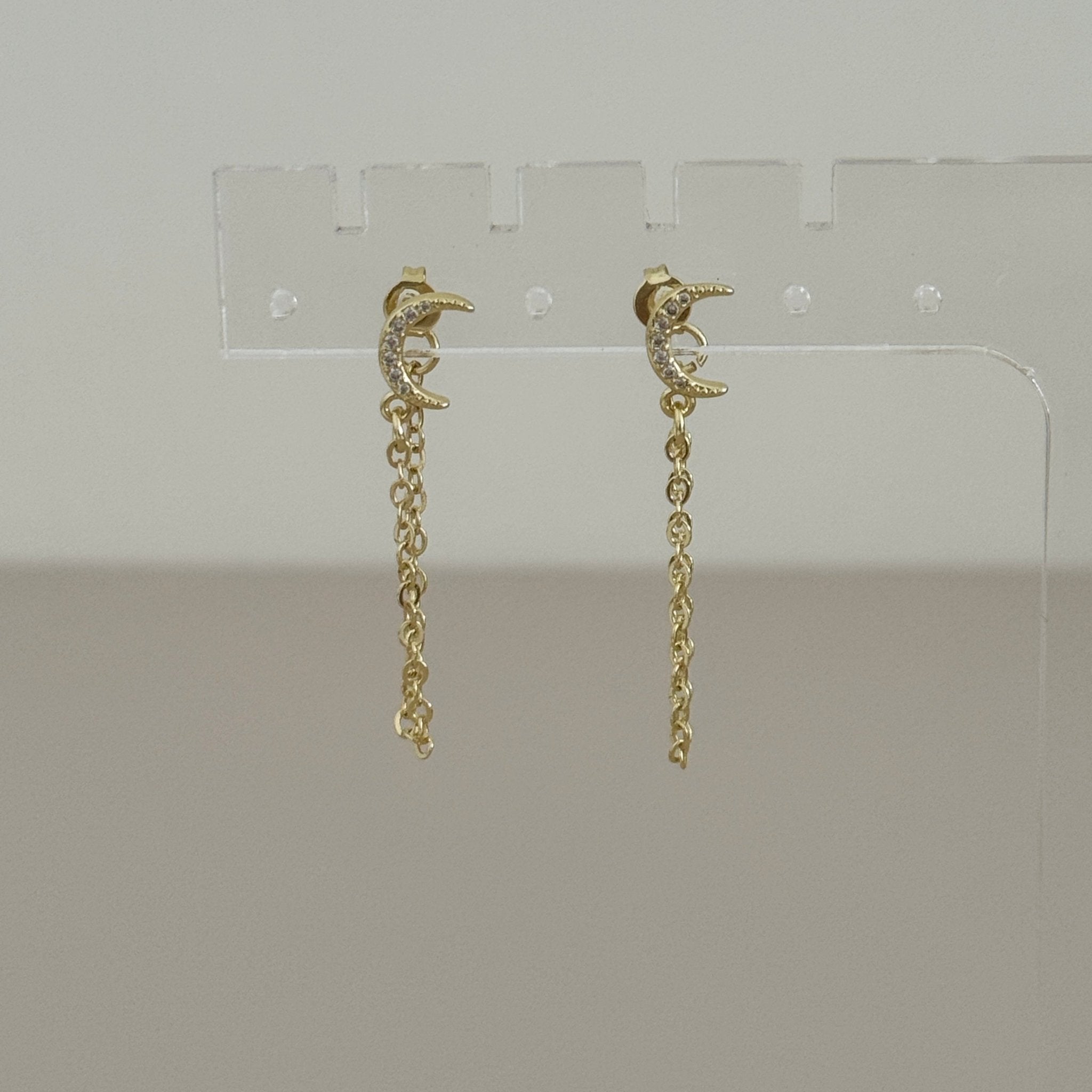 Crescent Drop Chain Earrings - Earring | LimaLimón Store - 1