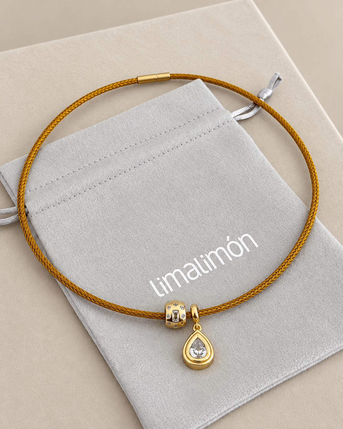 Crystal Drop Cord Necklace - Necklaces | LimaLimón Store - 5