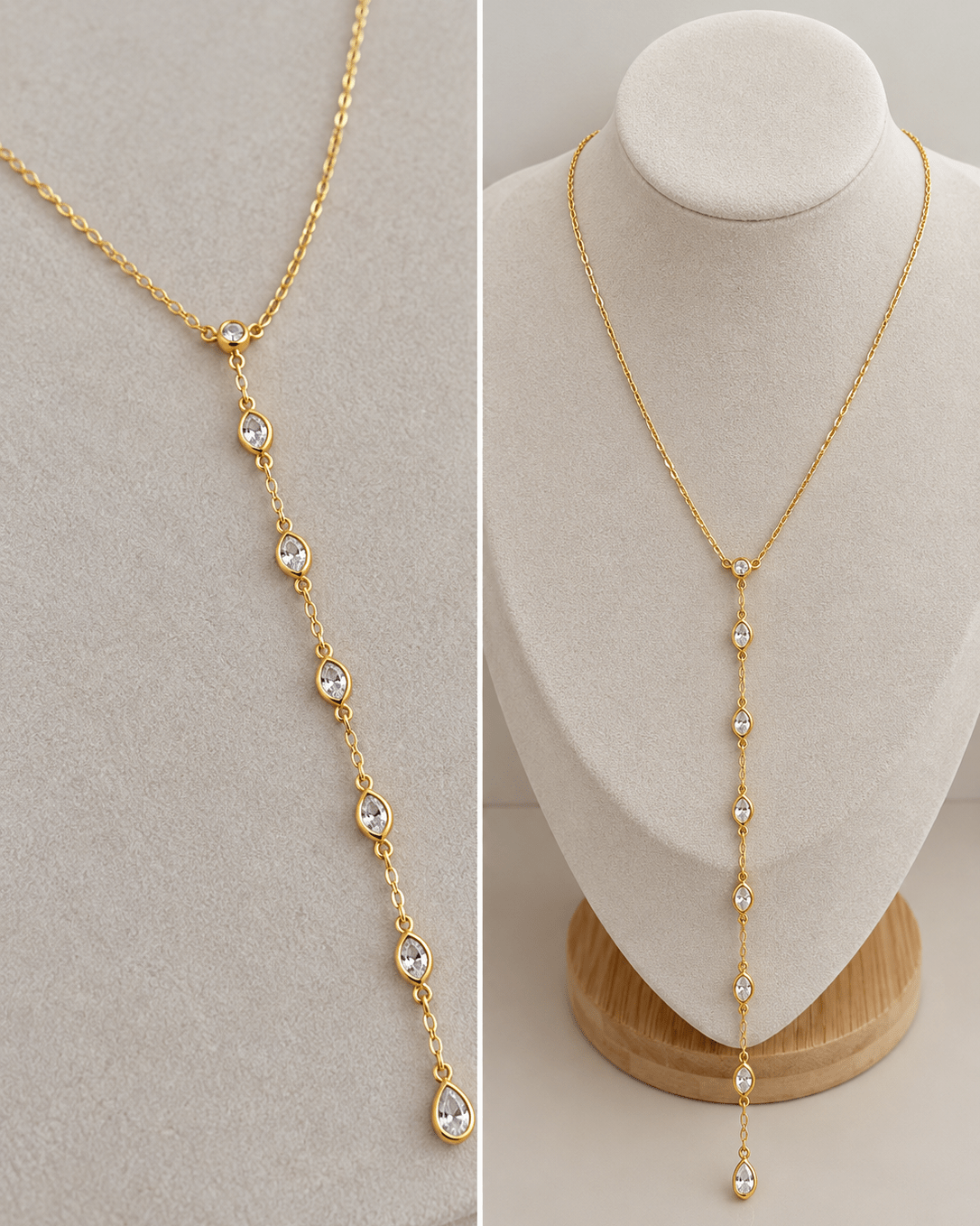 Crystal Drop Y Necklace - Necklaces | LimaLimón Store - 2