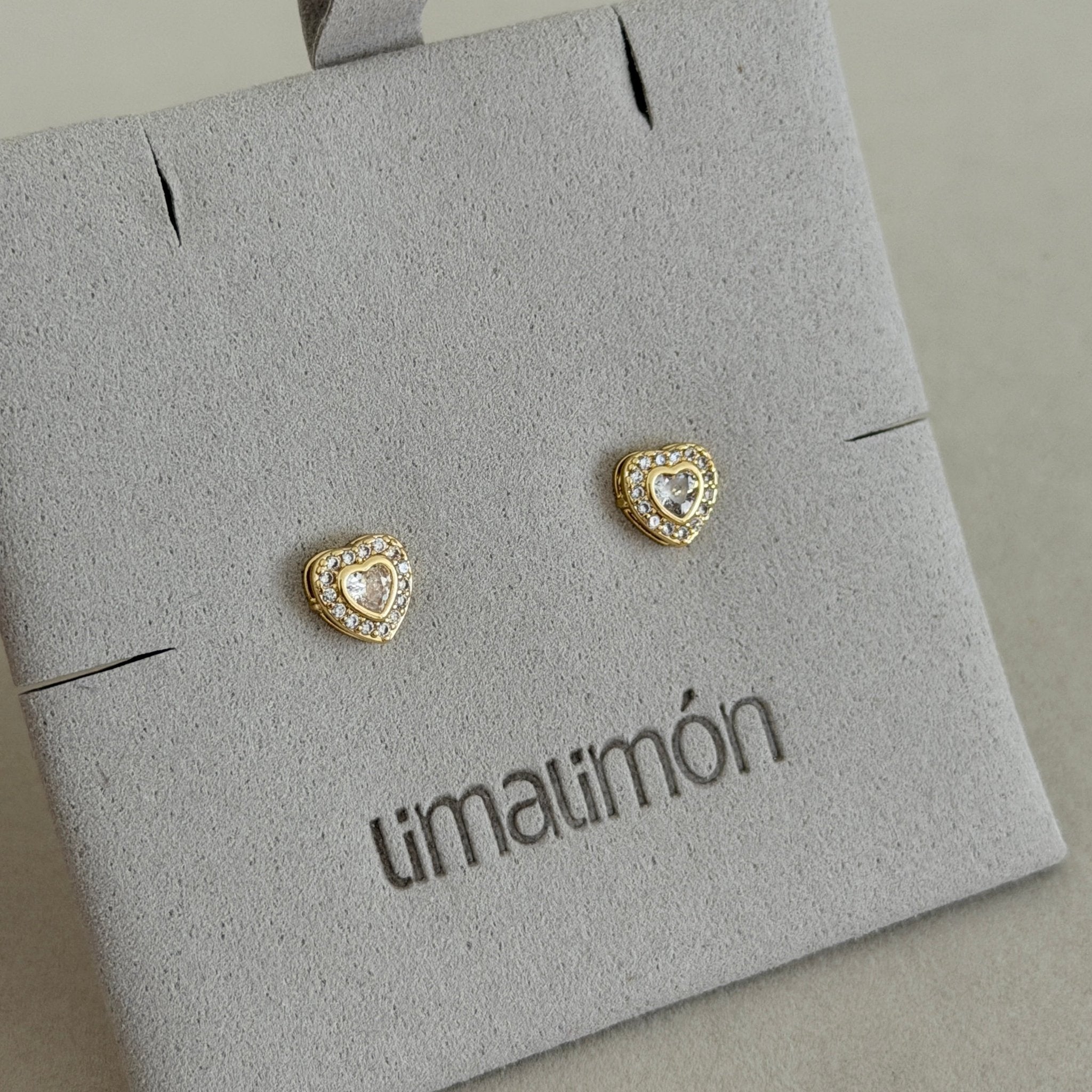 Crystal Heart Stud Earrings - Earring | LimaLimón Store - 3