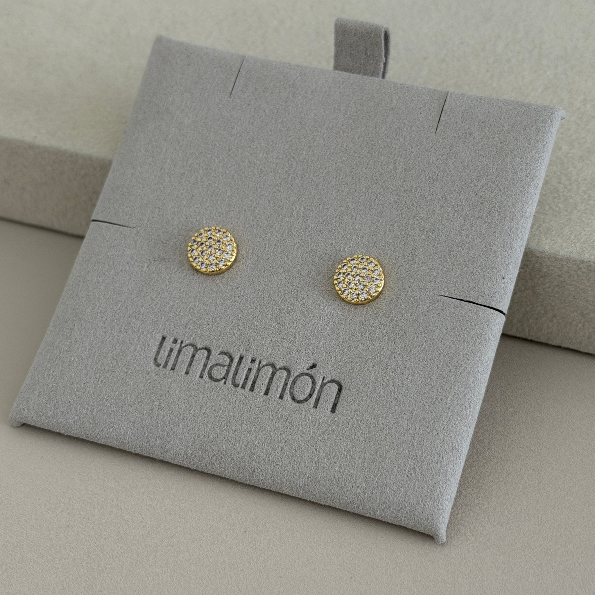 Crystal Pavé Gold Stud Earrings - Earring | LimaLimón Store - 2