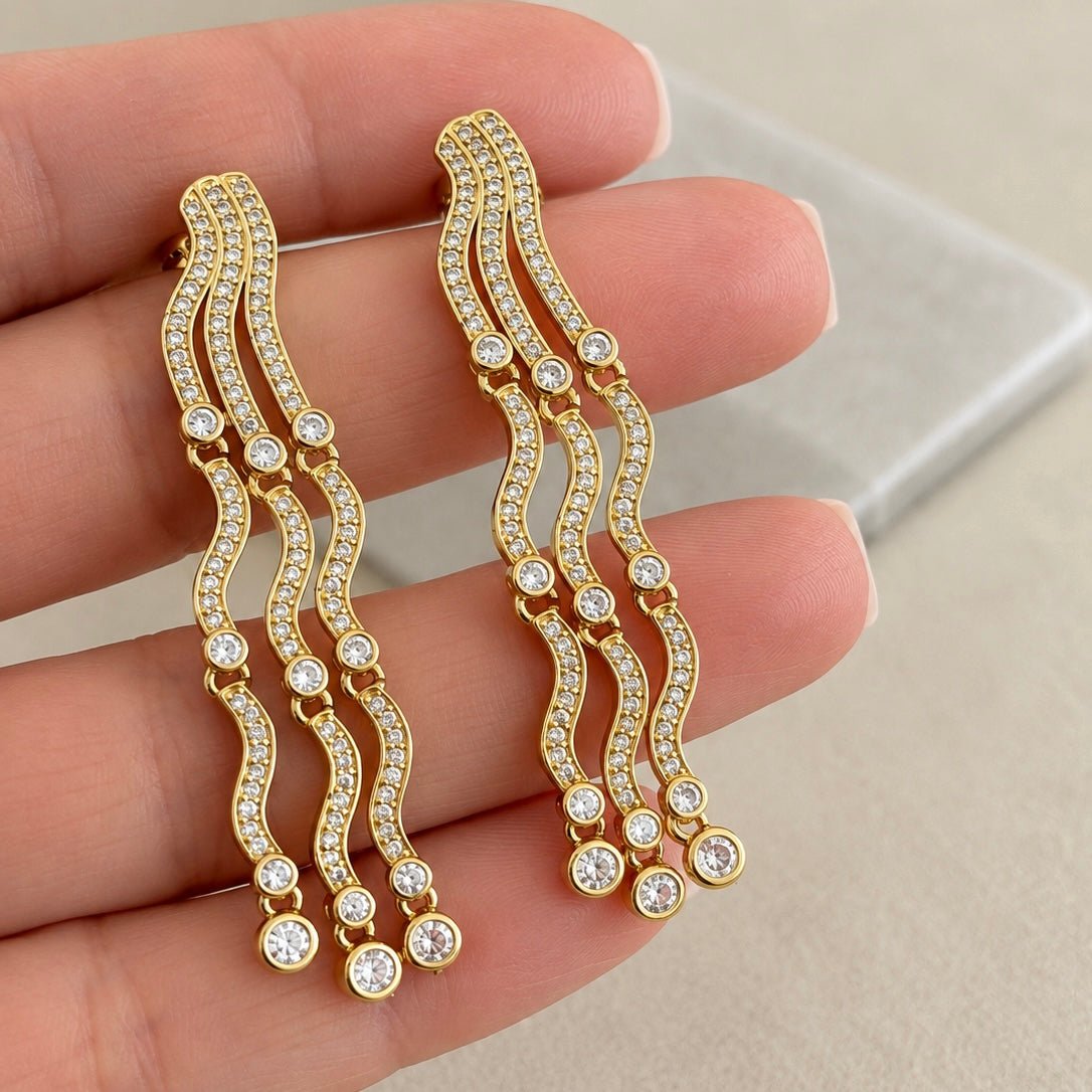 Crystal Waves Drop Earrings - Earring | LimaLimón Store - 2