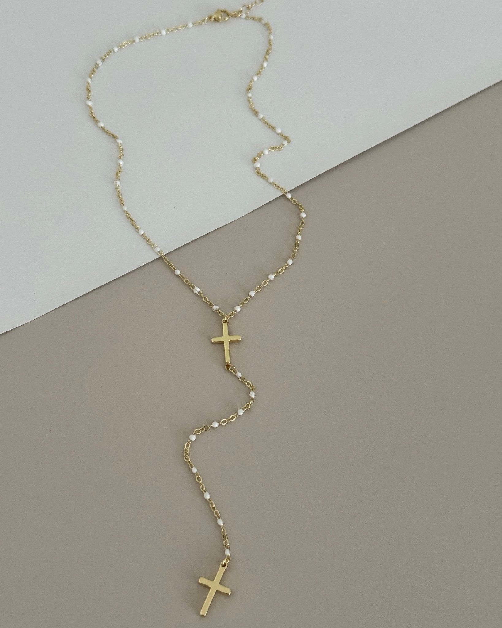 Double Cross Rosary - Inspired Necklace - Necklaces | LimaLimón Store - 1