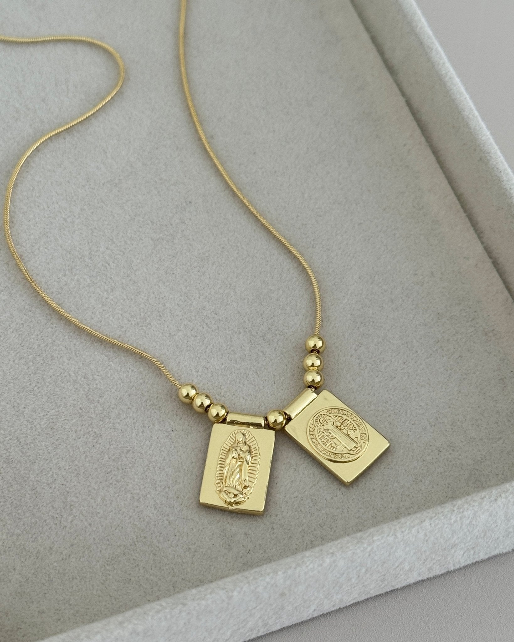 Double Religious Pendant Necklace - Necklace | LimaLimón Store - 4