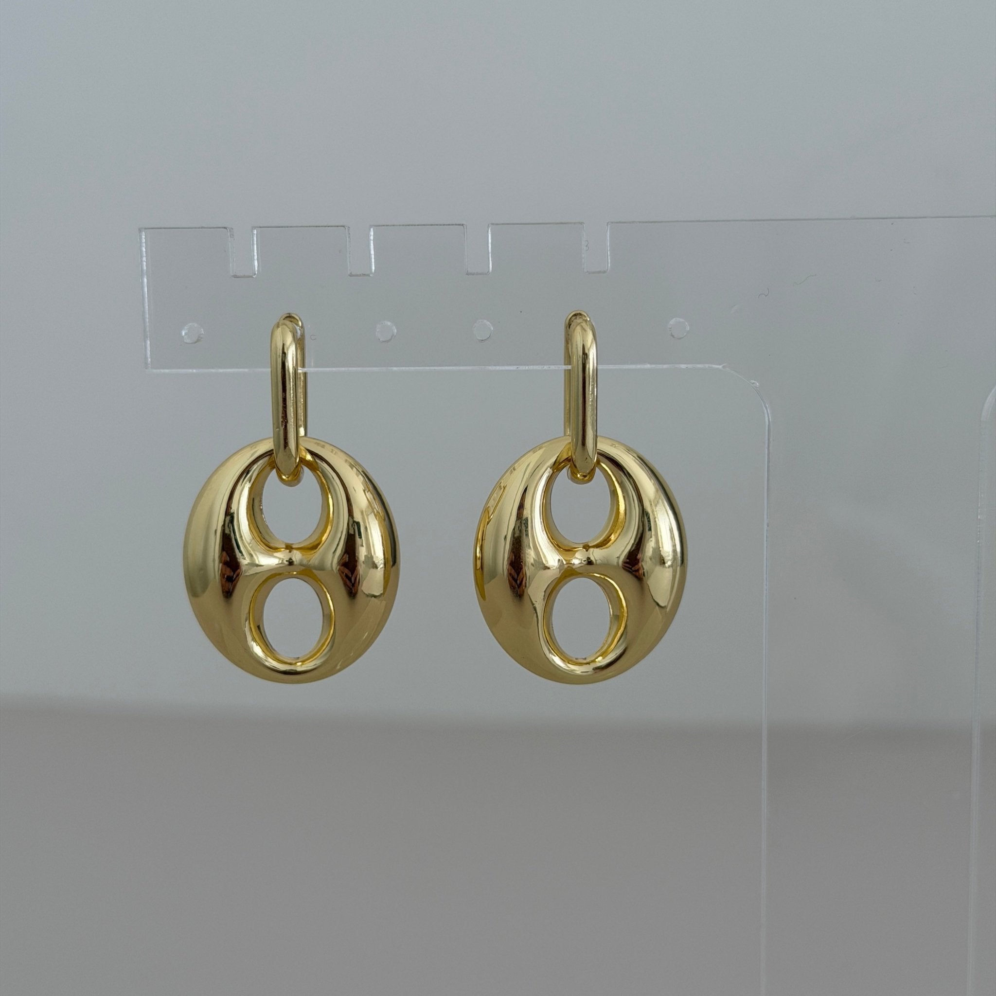 Dual Tone Drop Disc Earrings - Earring | LimaLimón Store - 4
