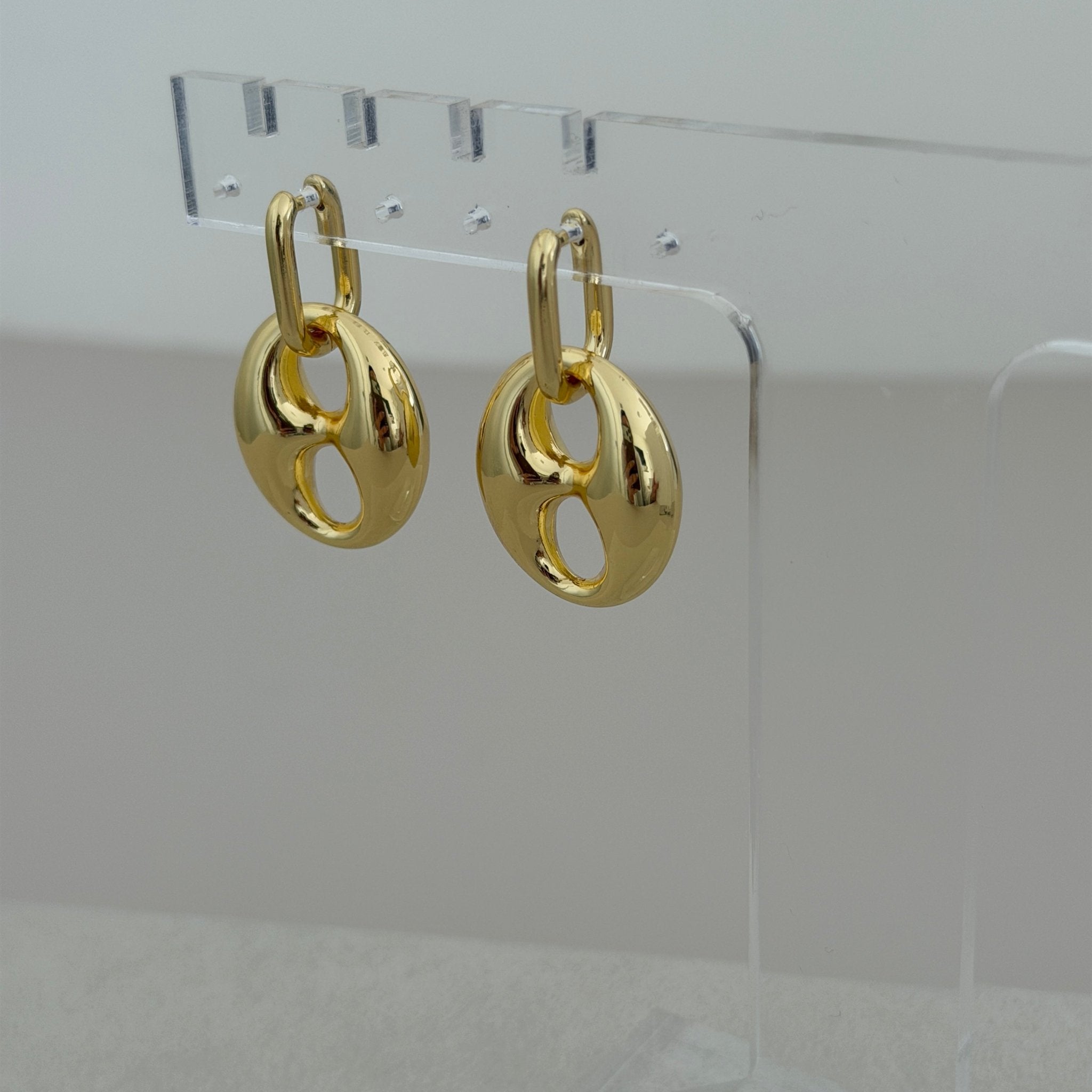 Dual Tone Drop Disc Earrings - Earring | LimaLimón Store - 3
