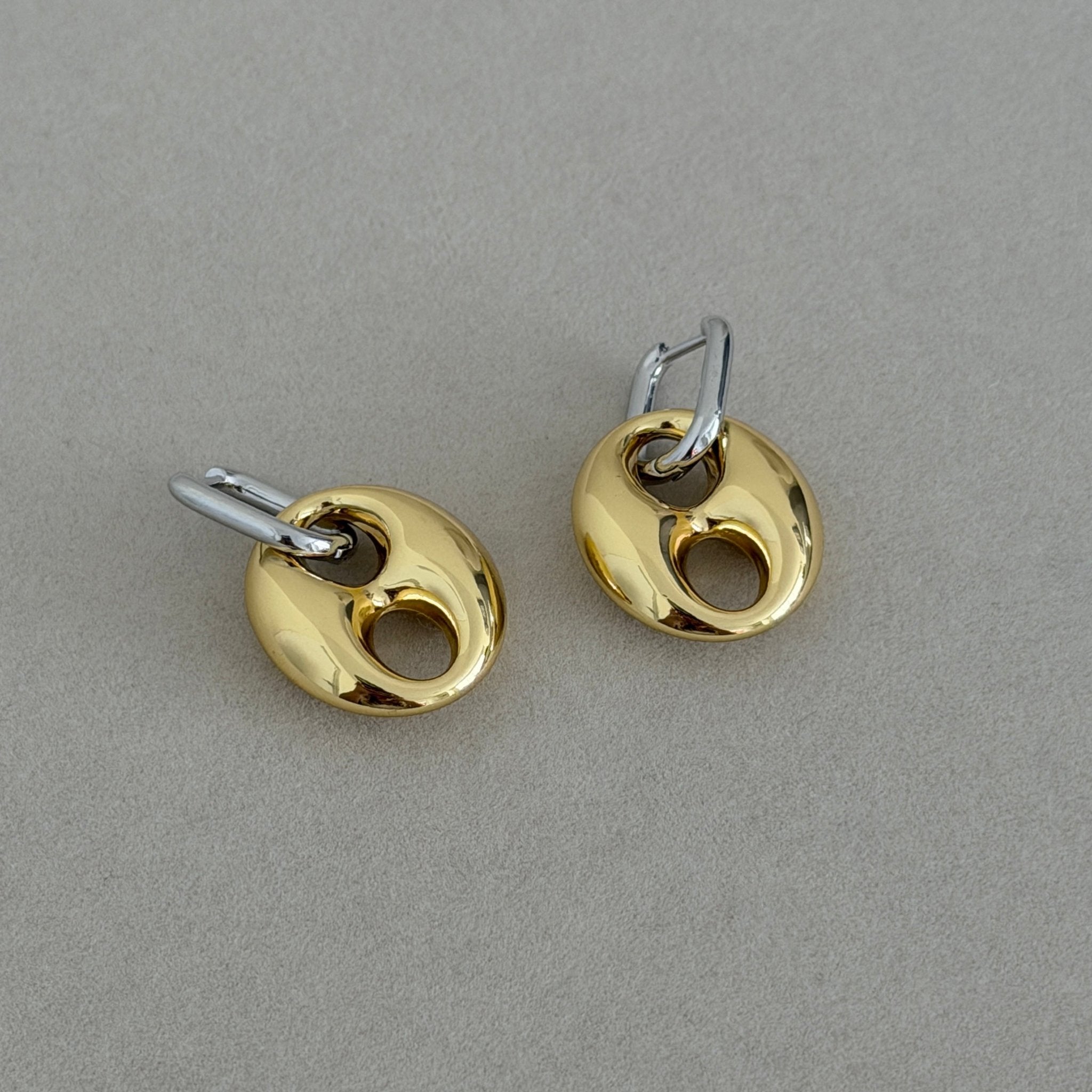 Dual Tone Link Drop Earrings - Earring | LimaLimón Store - 1