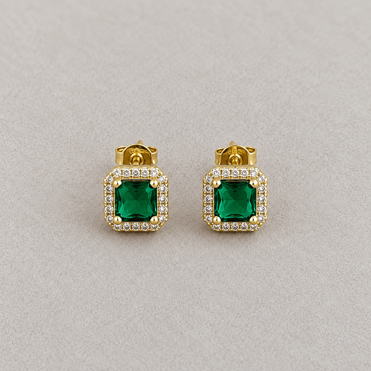 Emerald & Amethyst Square Stud Earrings - Earring | LimaLimón Store - 2