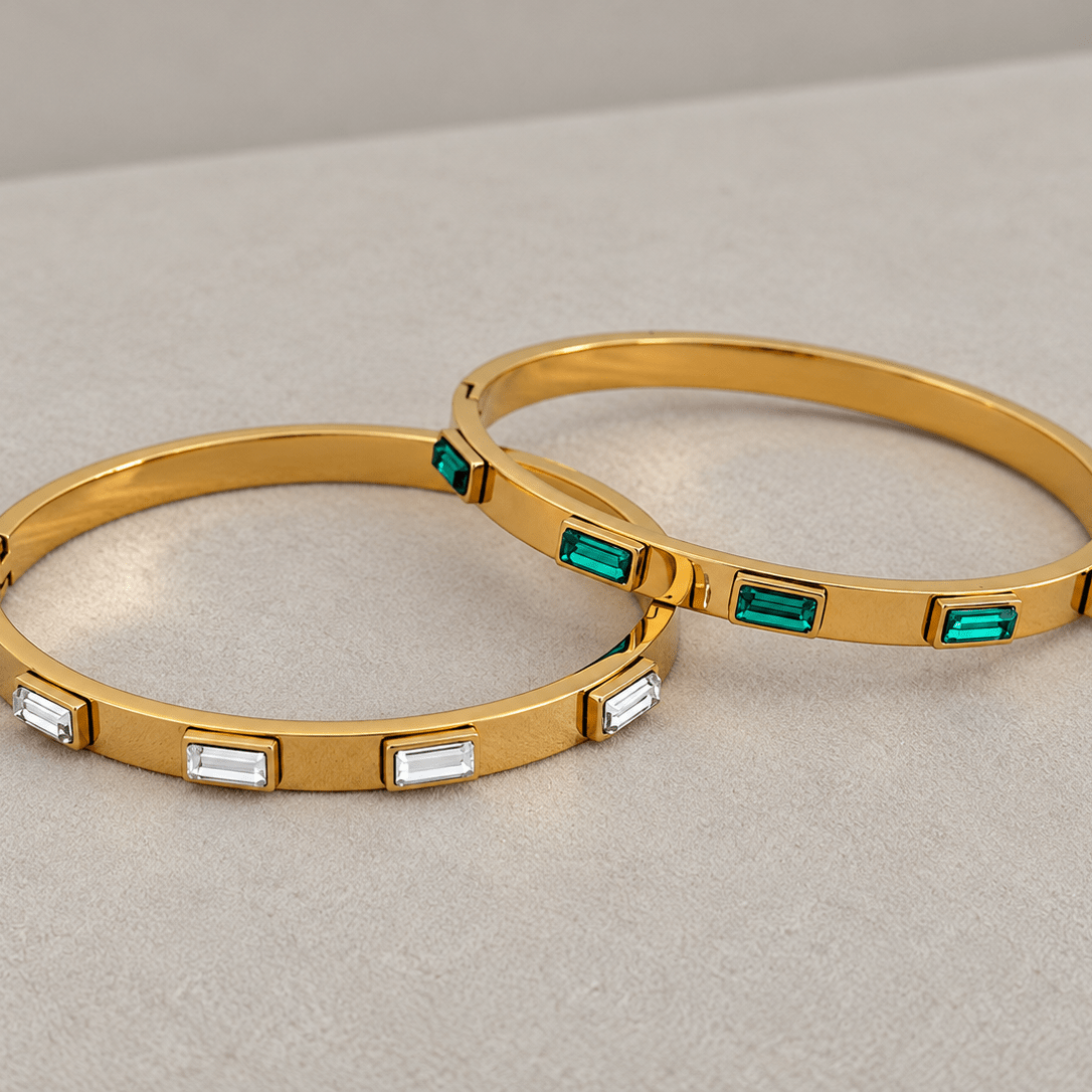 Emerald Baguette Bangle Bracelet - Bracelets | LimaLimón Store - 1