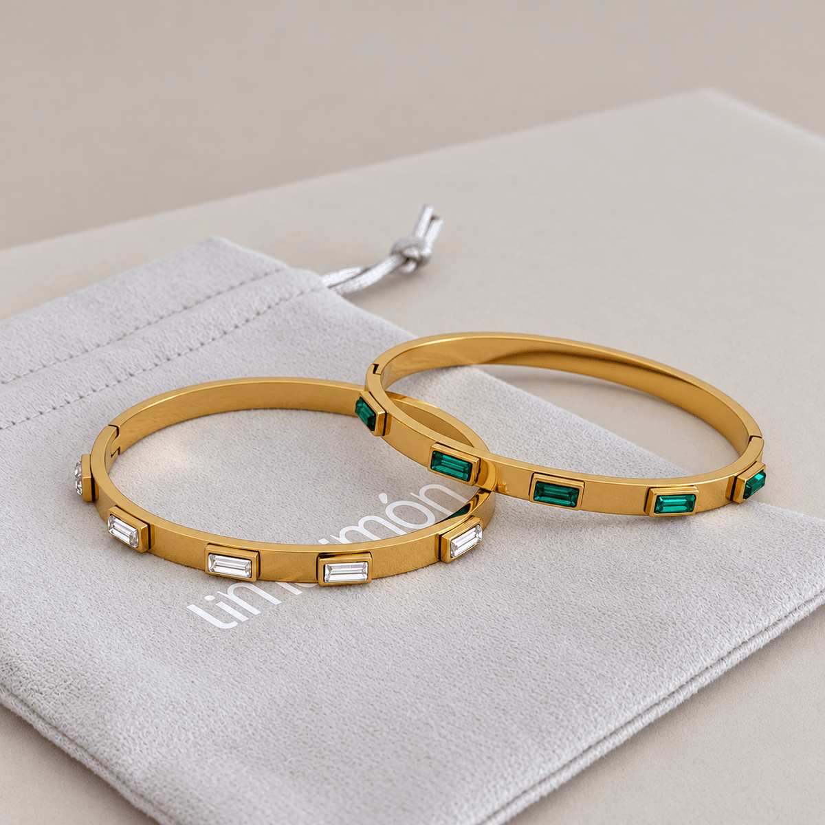 Emerald Baguette Bangle Bracelet - Bracelets | LimaLimón Store - 4
