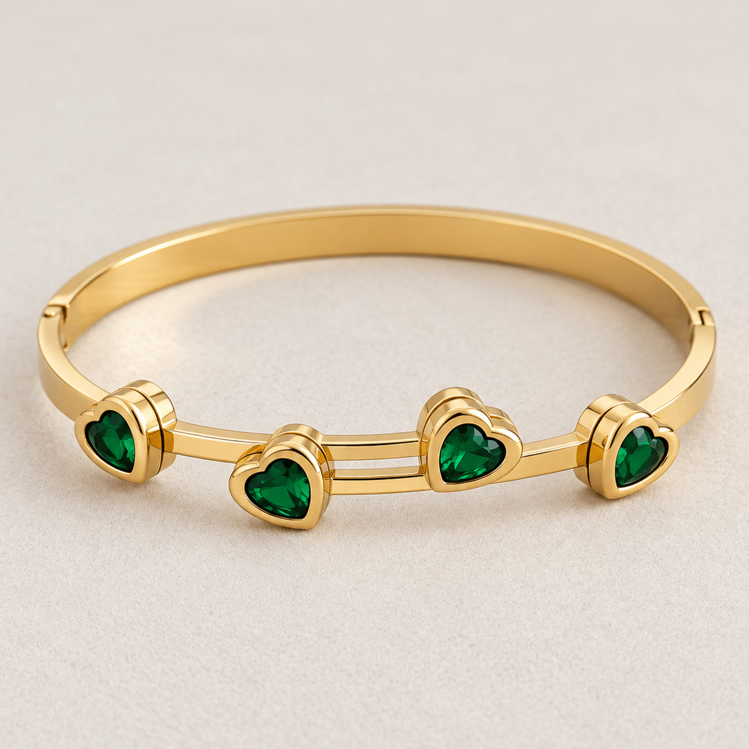 Emerald Hearts Bangle - Bracelets | LimaLimón Store - 1