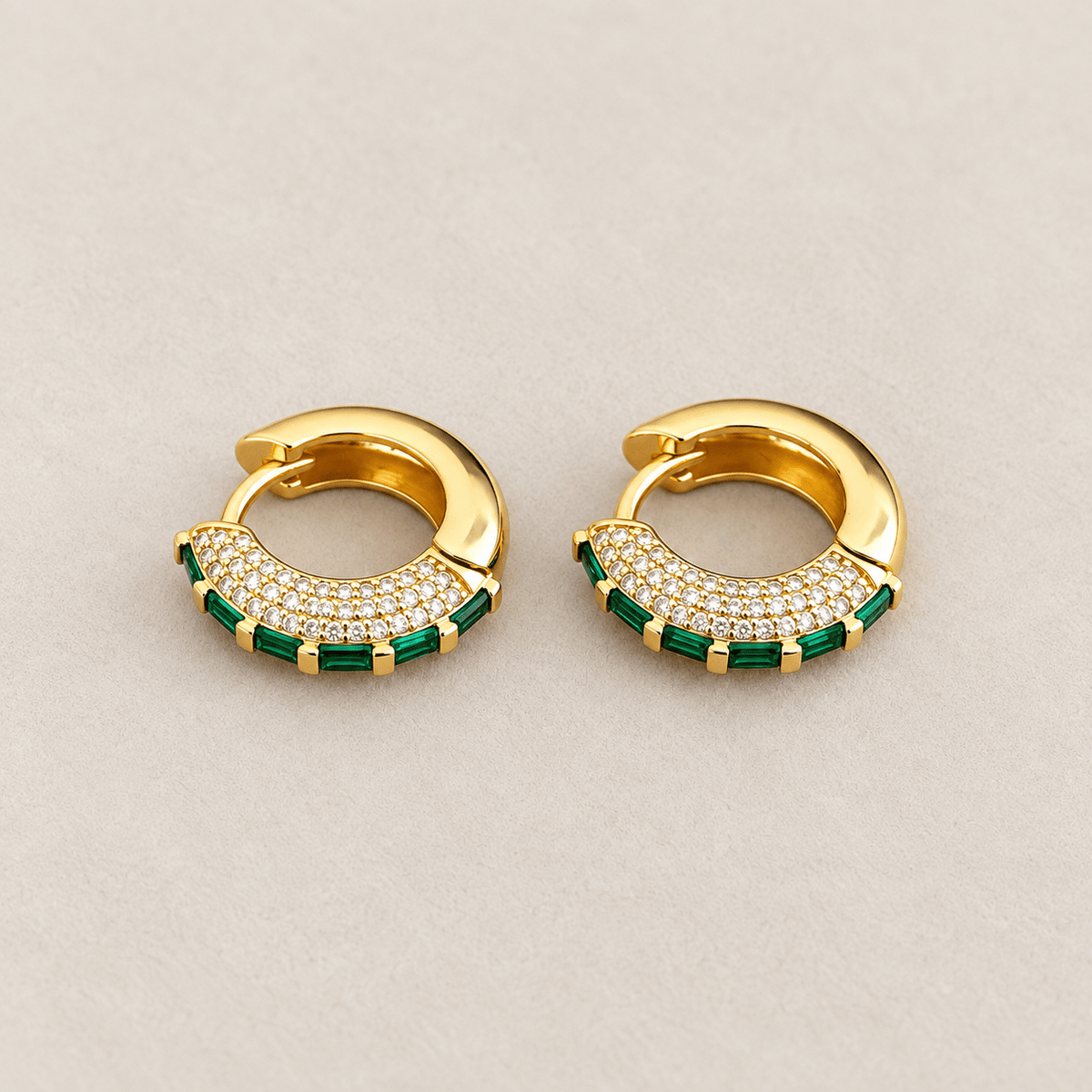 Emerald Pavé Huggie Earrings - Earring | LimaLimón Store - 2