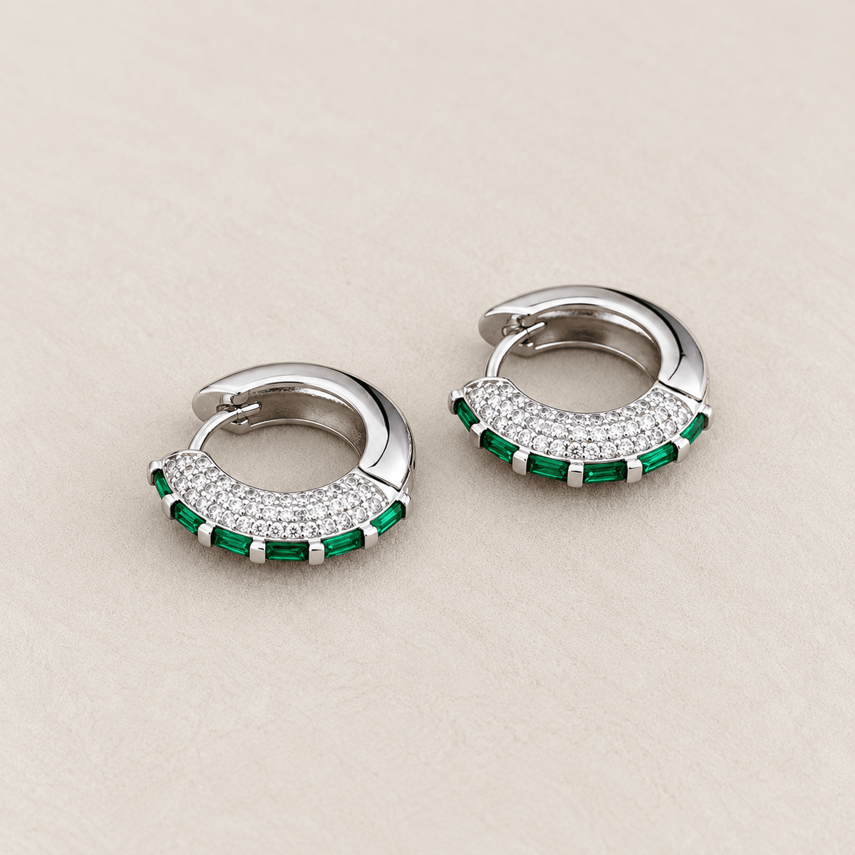 Emerald Pavé Huggie Earrings - Earring | LimaLimón Store - 5