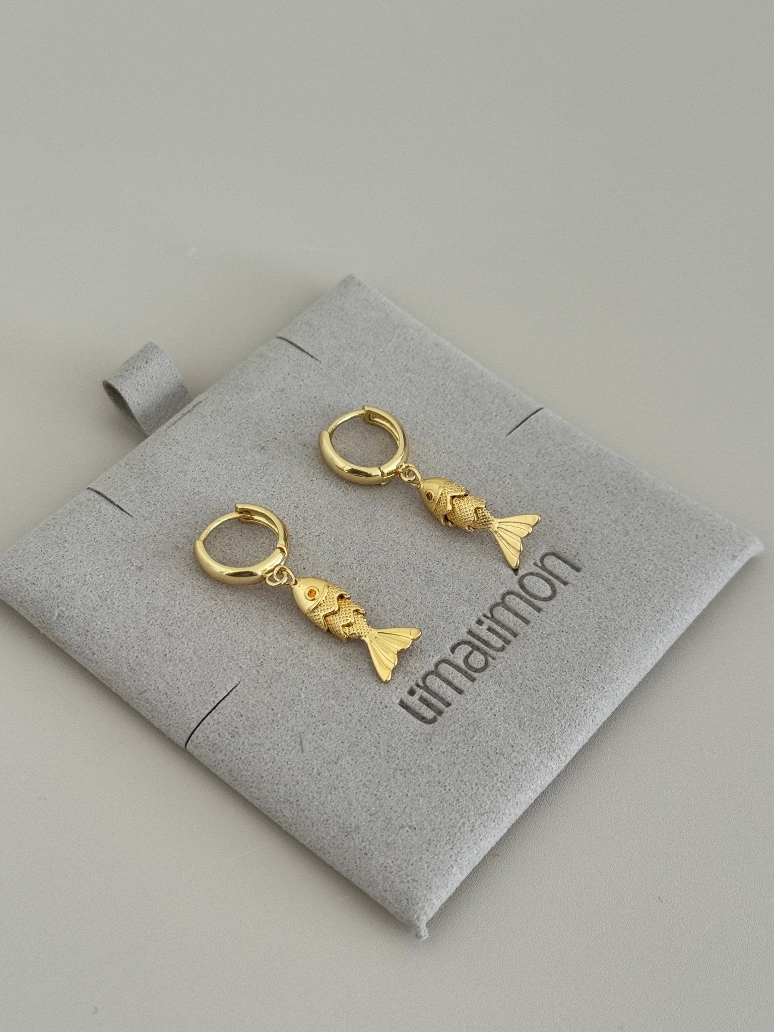 Gold Articulated Fish Earrings - Earring | LimaLimón Store - 2