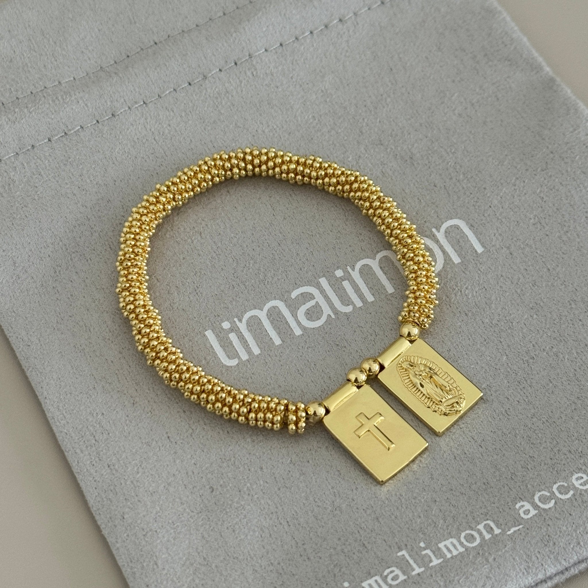 Gold Beaded Guadalupe Bracelet - Bracelet | LimaLimón Store - 3