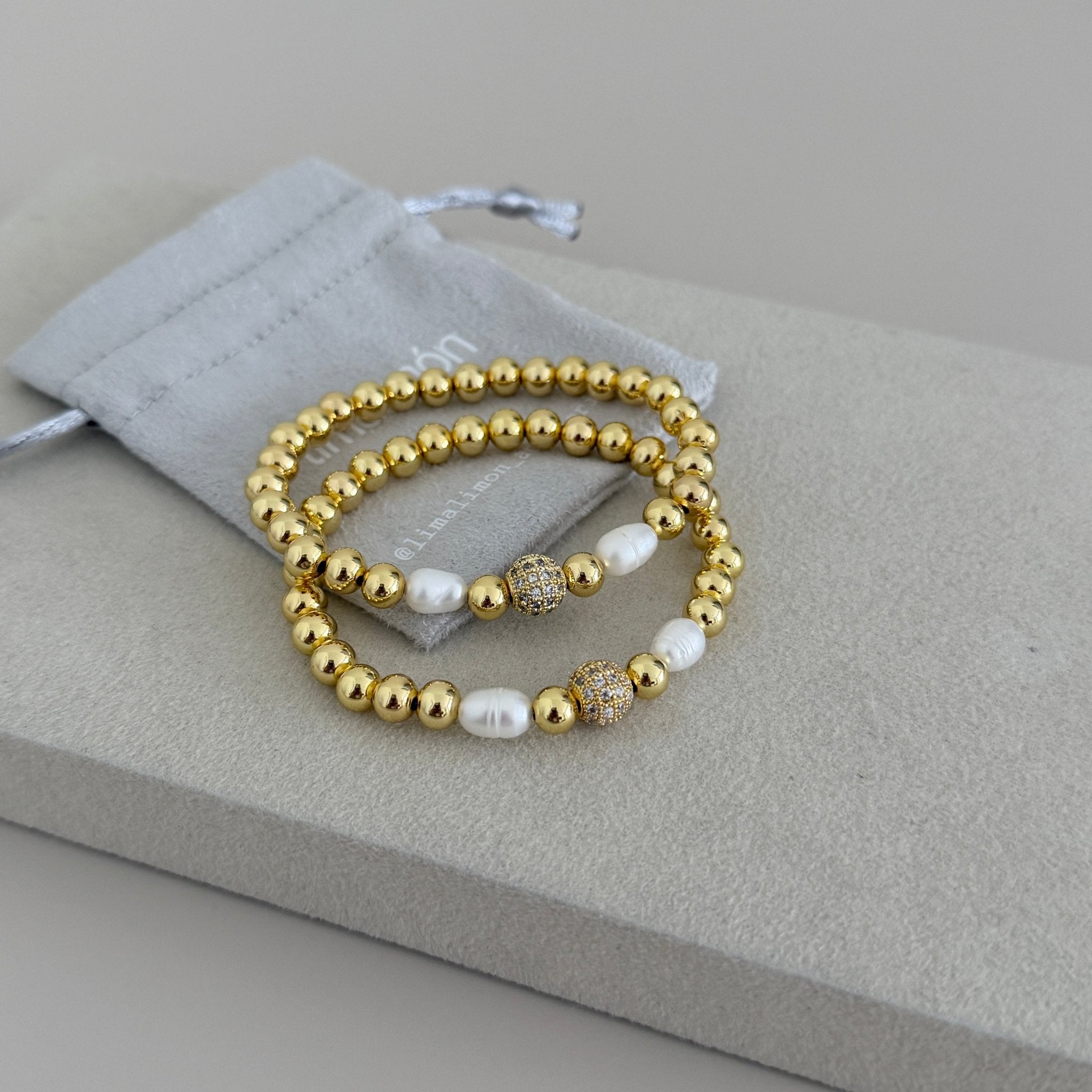 Gold Beaded Pearl Accent Bracelet - Bracelet | LimaLimón Store - 4