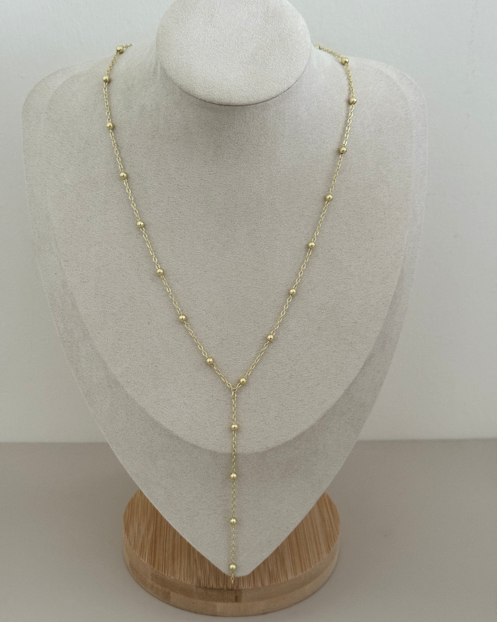 Gold Beaded Y - Lariat Necklace - Necklaces | LimaLimón Store - 1