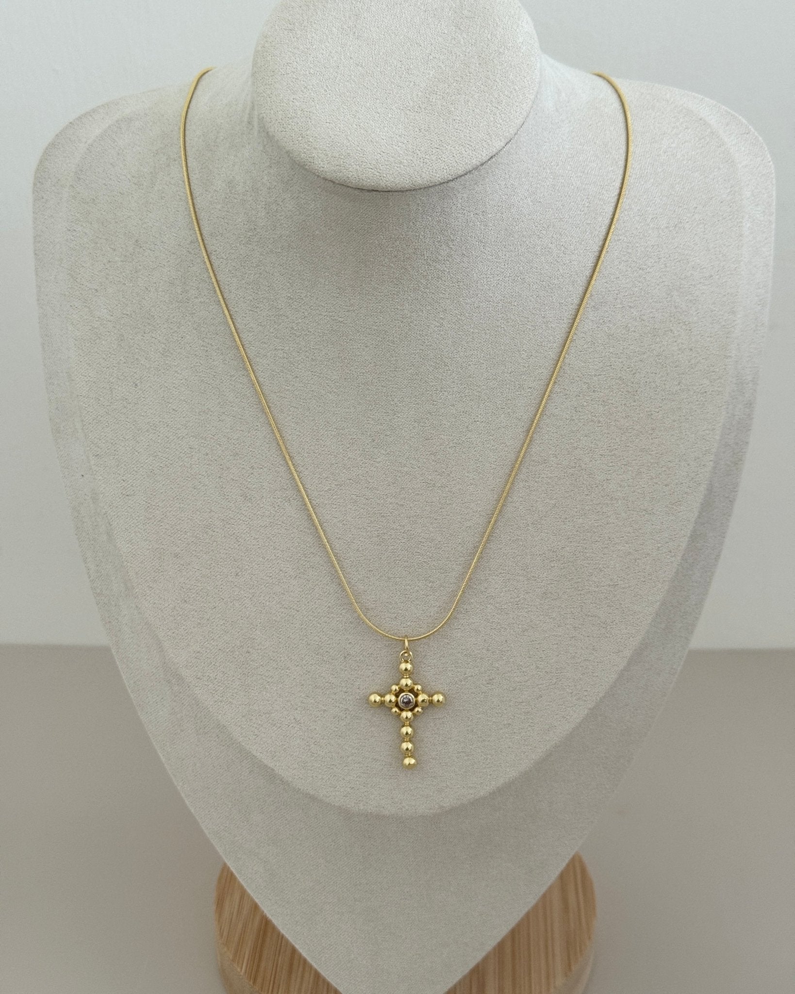 Gold Bubble Cross Necklace - Necklaces | LimaLimón Store - 2