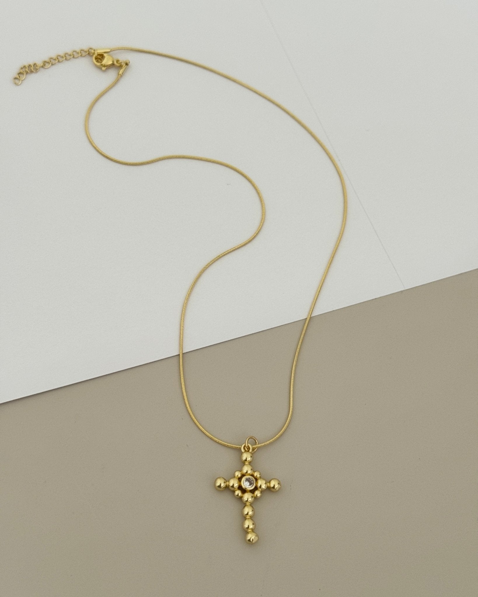 Gold Bubble Cross Necklace - Necklaces | LimaLimón Store - 1